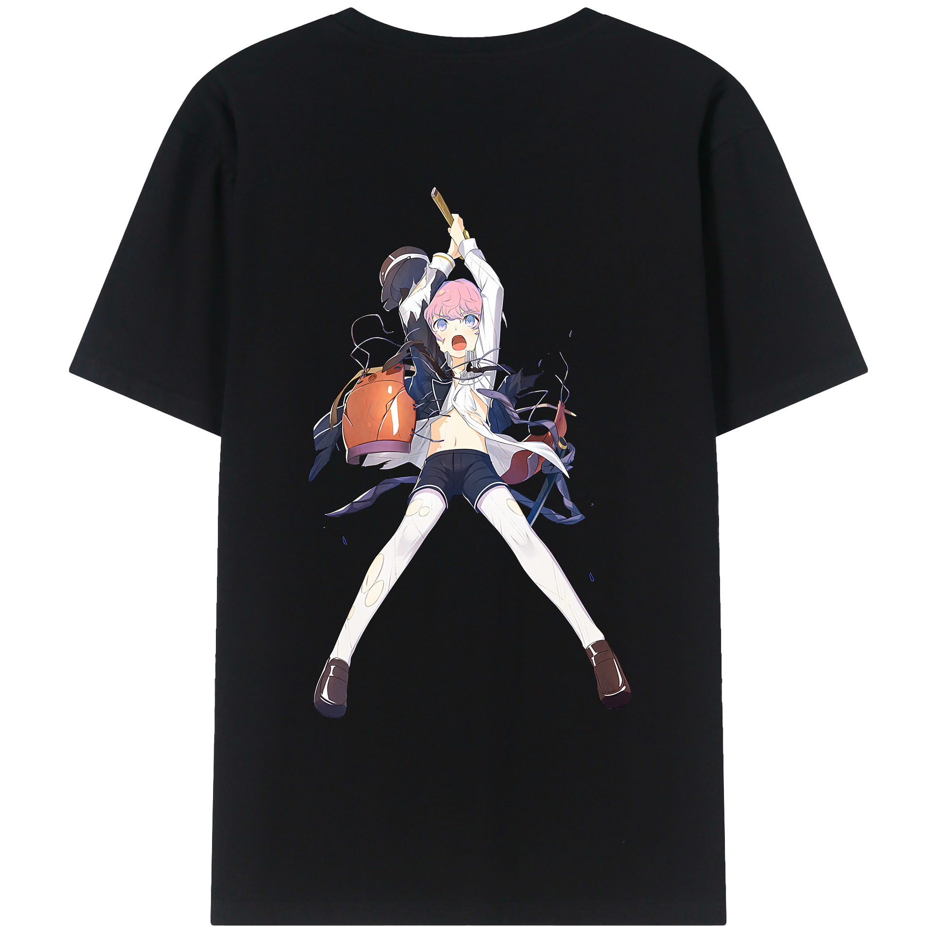 （画像用） 刀剣乱舞 Touken Ranbu 綿100％ メンズ半袖Tシャツ（バックプリント） 通気性