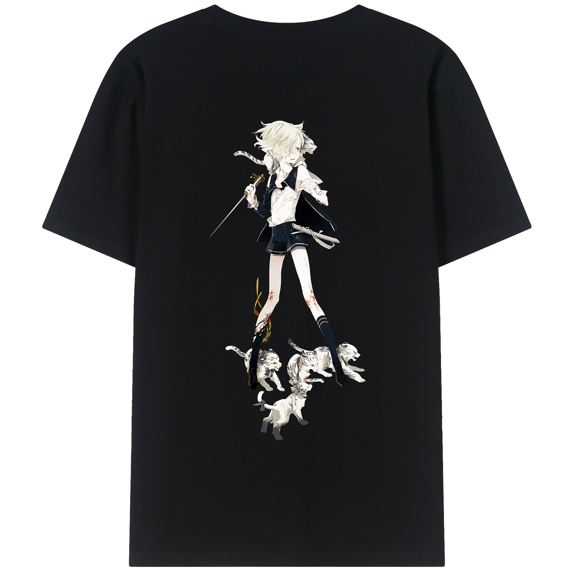 （画像用） 刀剣乱舞 Touken Ranbu 綿100％ メンズ半袖Tシャツ（バックプリント） 通気性