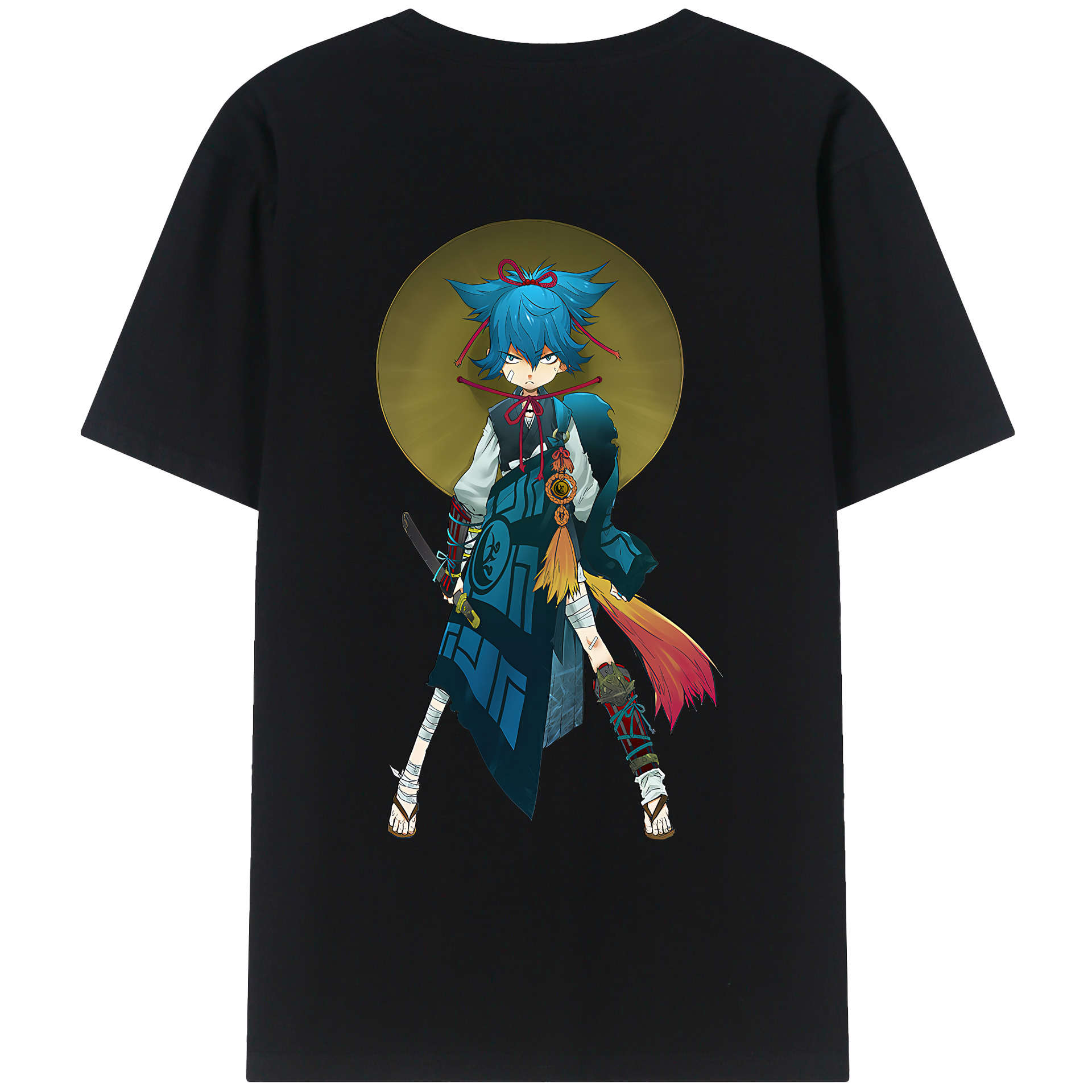 （画像用） 刀剣乱舞 Touken Ranbu 綿100％ メンズ半袖Tシャツ（バックプリント） 通気性