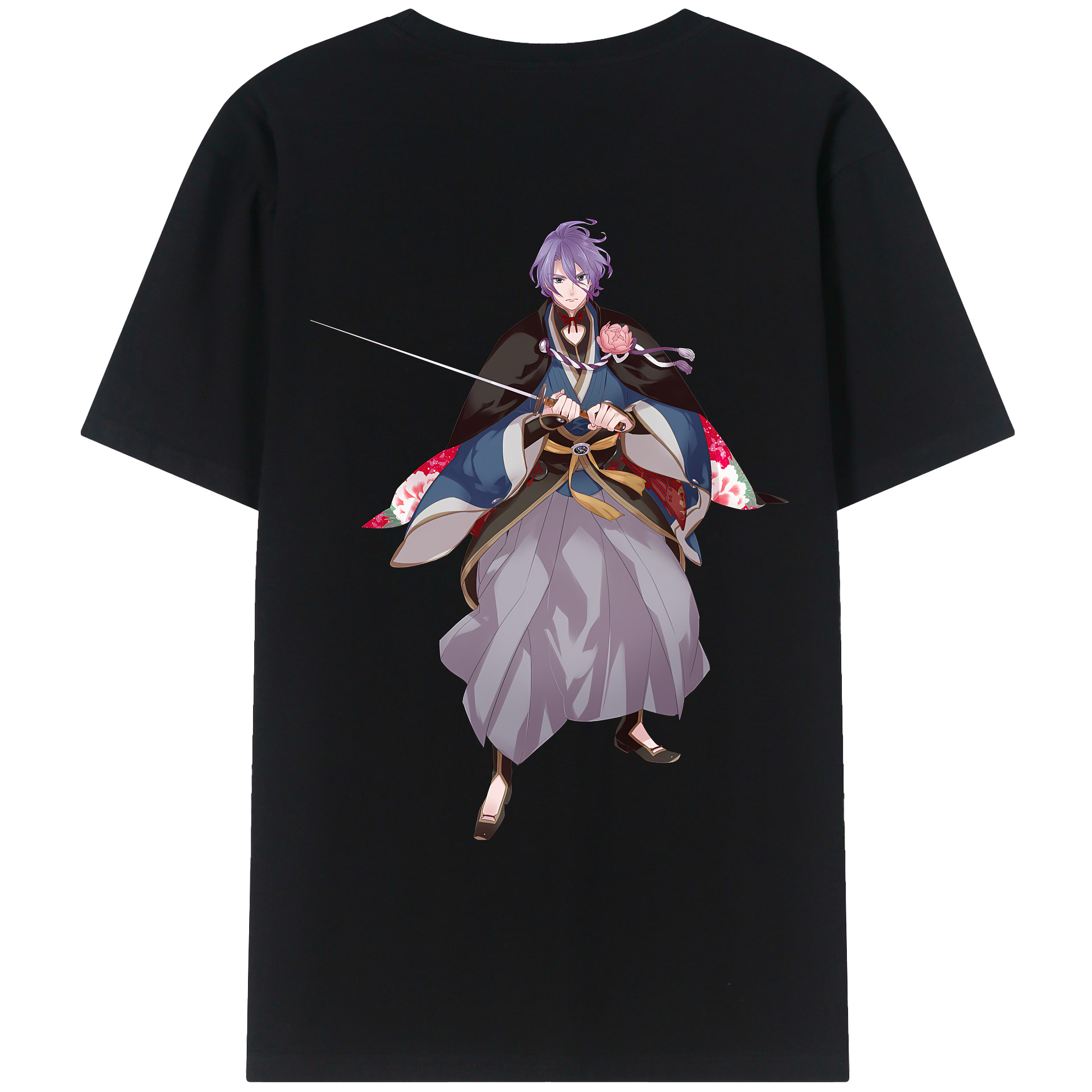 （画像用） 刀剣乱舞 Touken Ranbu 綿100％ メンズ半袖Tシャツ（バックプリント） 通気性