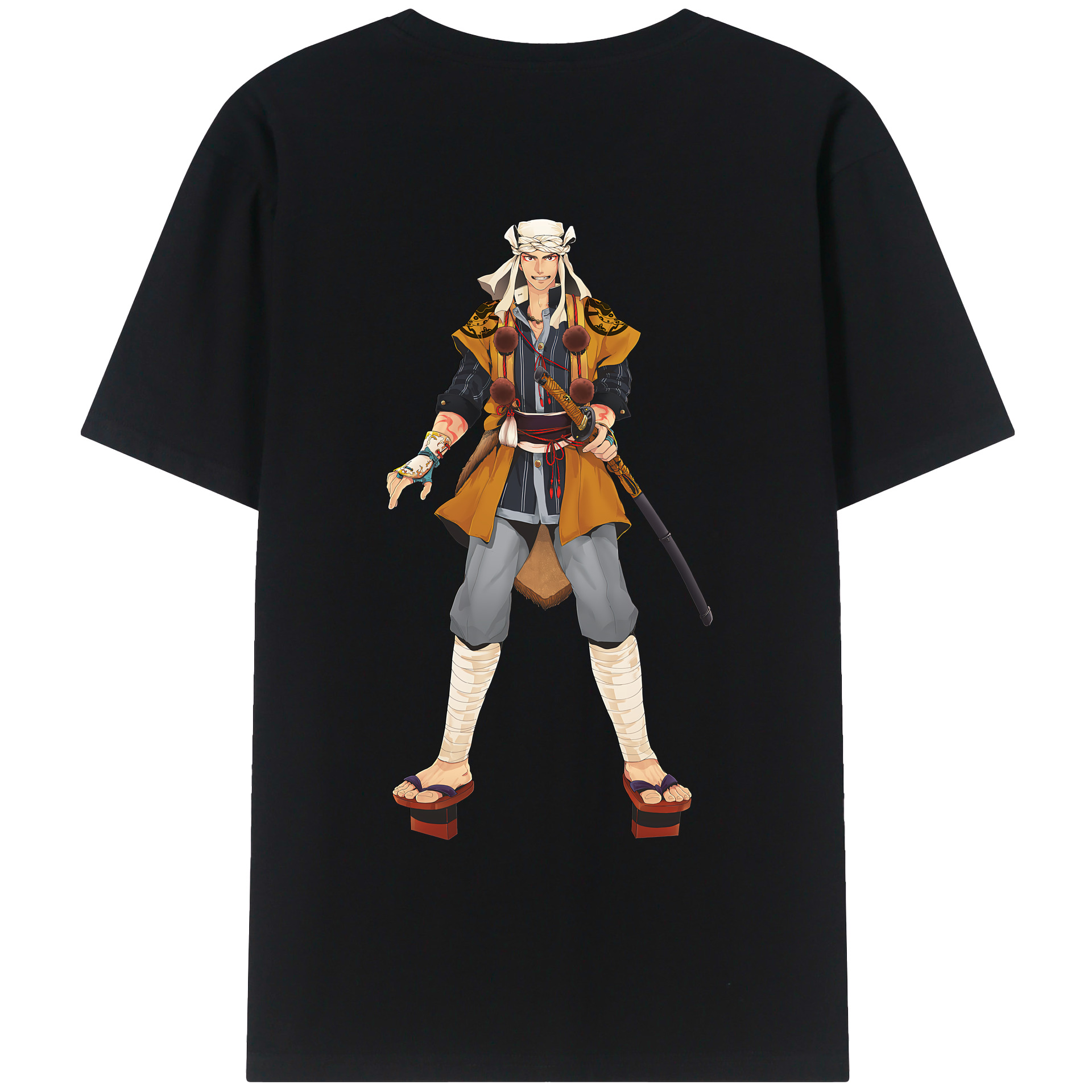 （画像用） 刀剣乱舞 Touken Ranbu 綿100％ メンズ半袖Tシャツ（バックプリント） 通気性