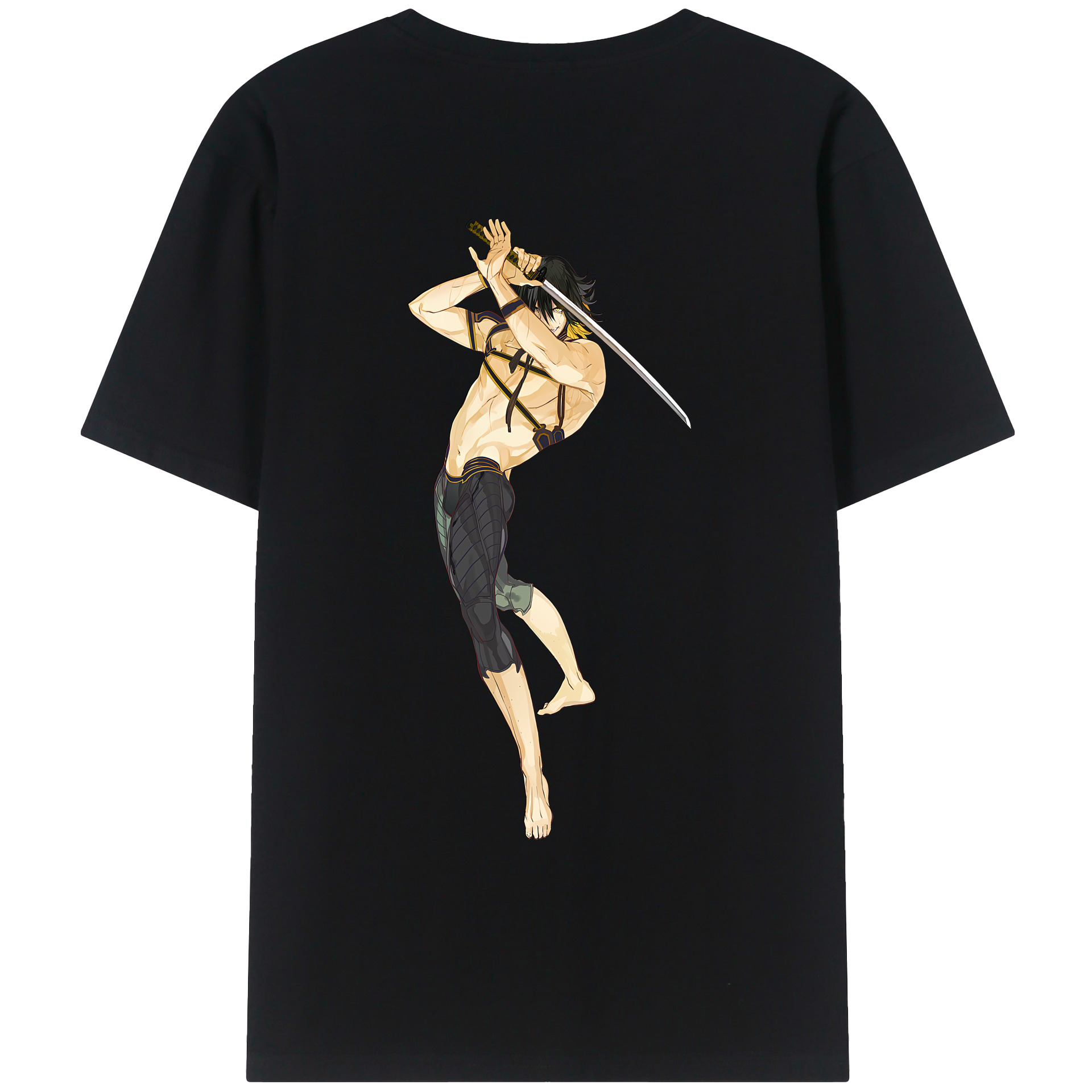 （画像用） 刀剣乱舞 Touken Ranbu 綿100％ メンズ半袖Tシャツ（バックプリント） 通気性
