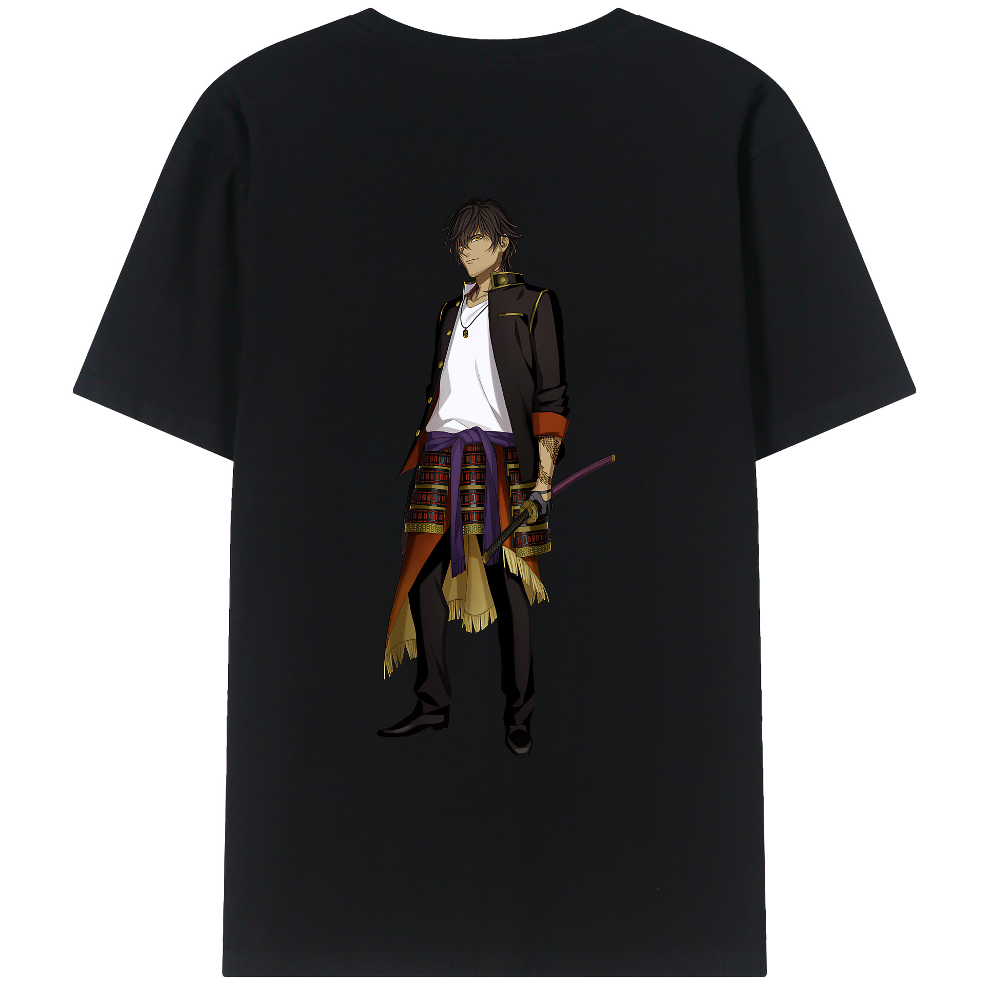（画像用） 刀剣乱舞 Touken Ranbu 綿100％ メンズ半袖Tシャツ（バックプリント） 通気性