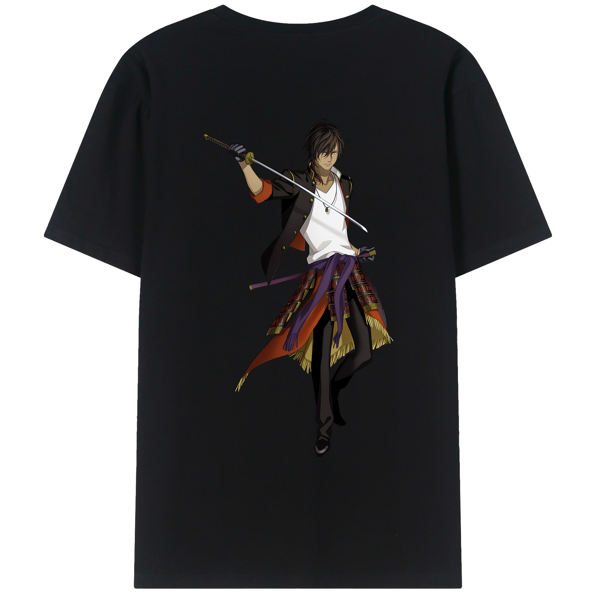 （画像用） 刀剣乱舞 Touken Ranbu 綿100％ メンズ半袖Tシャツ（バックプリント） 通気性