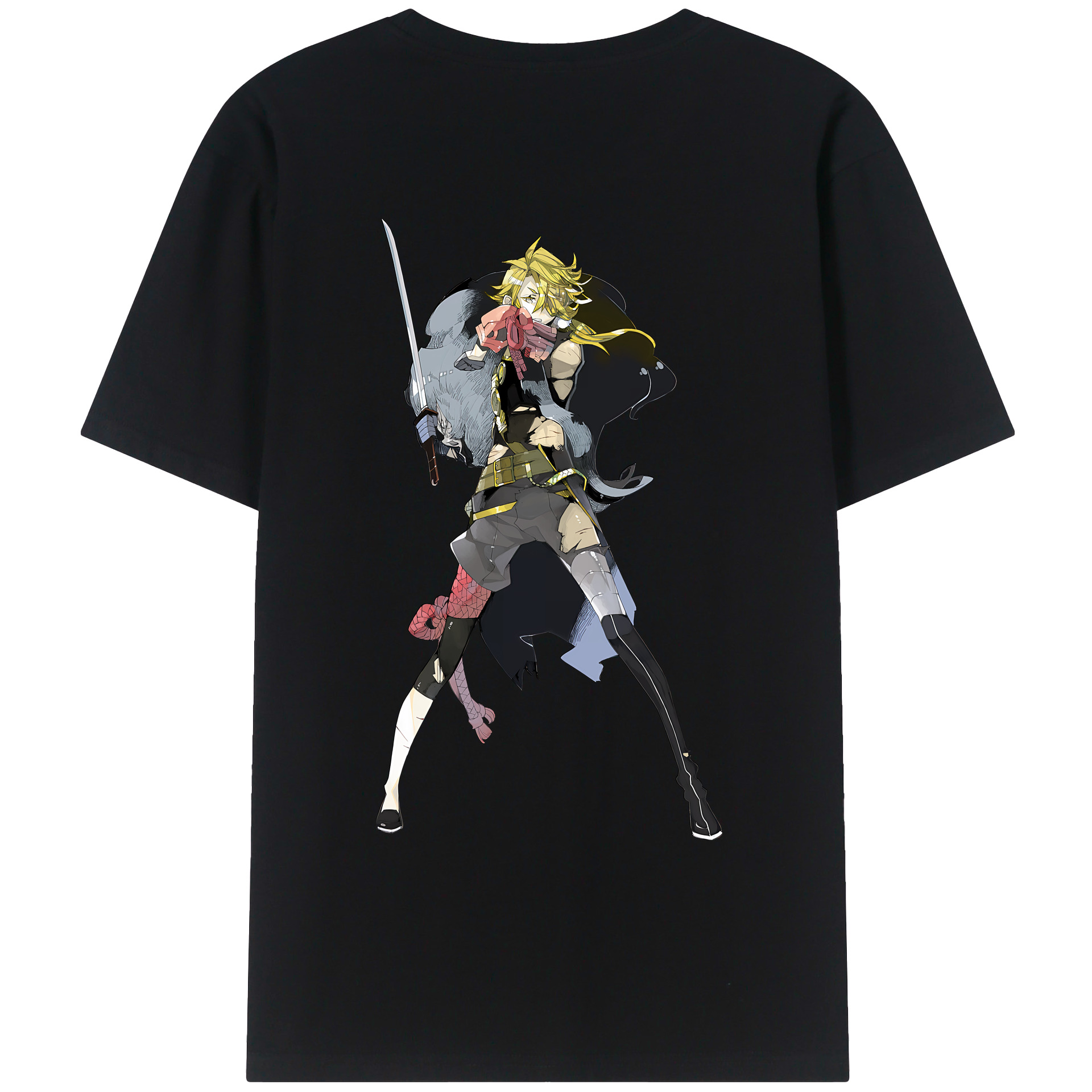（画像用） 刀剣乱舞 Touken Ranbu 綿100％ メンズ半袖Tシャツ（バックプリント） 通気性