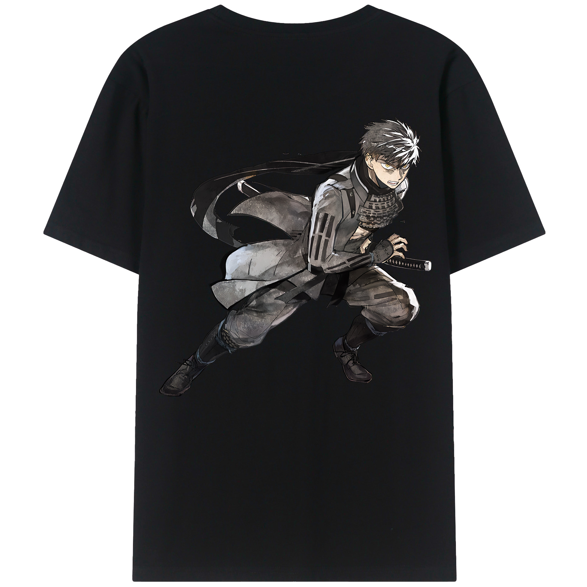 （画像用） 刀剣乱舞 Touken Ranbu 綿100％ メンズ半袖Tシャツ（バックプリント） 通気性