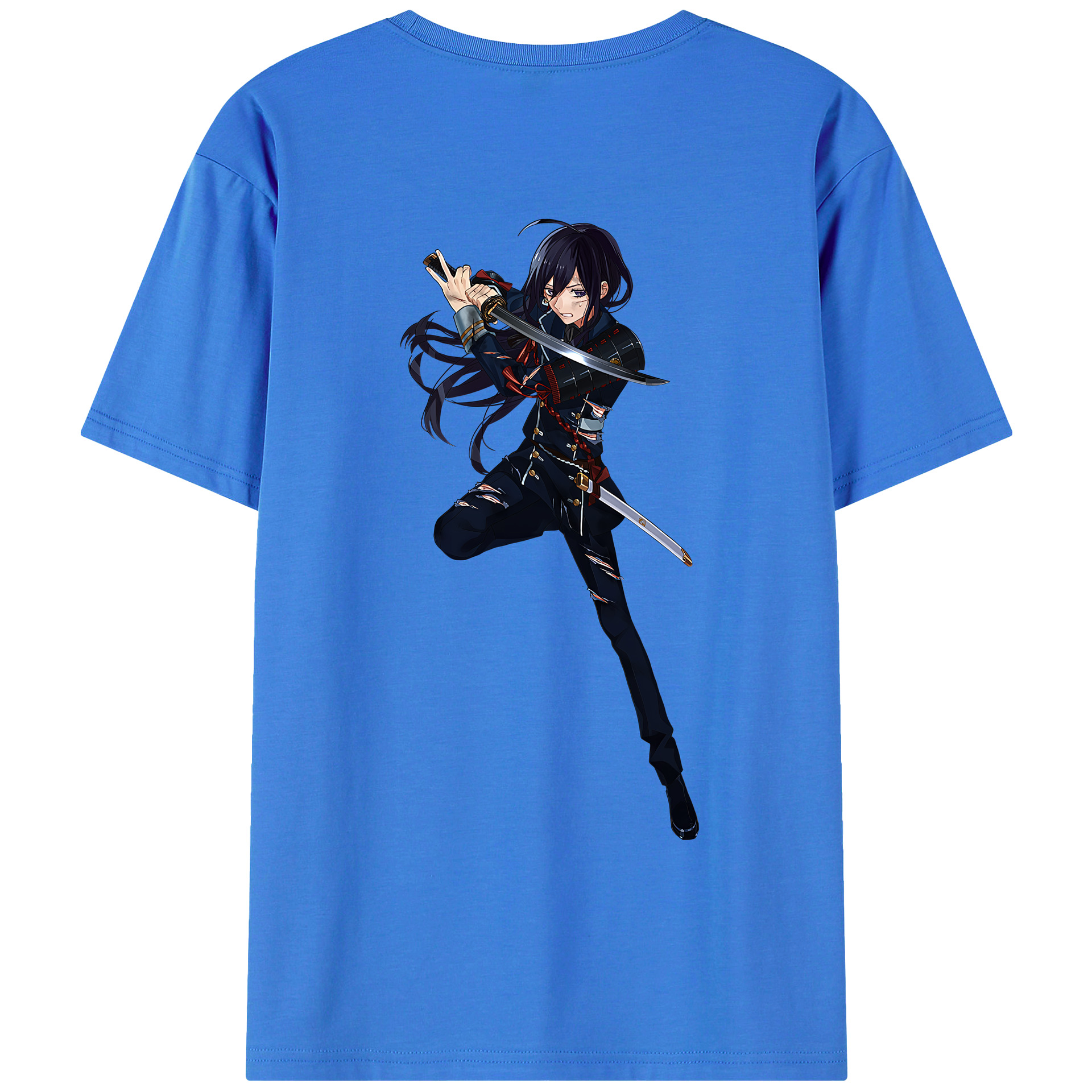 （画像用） 刀剣乱舞 Touken Ranbu 綿100％ メンズ半袖Tシャツ（バックプリント） 通気性