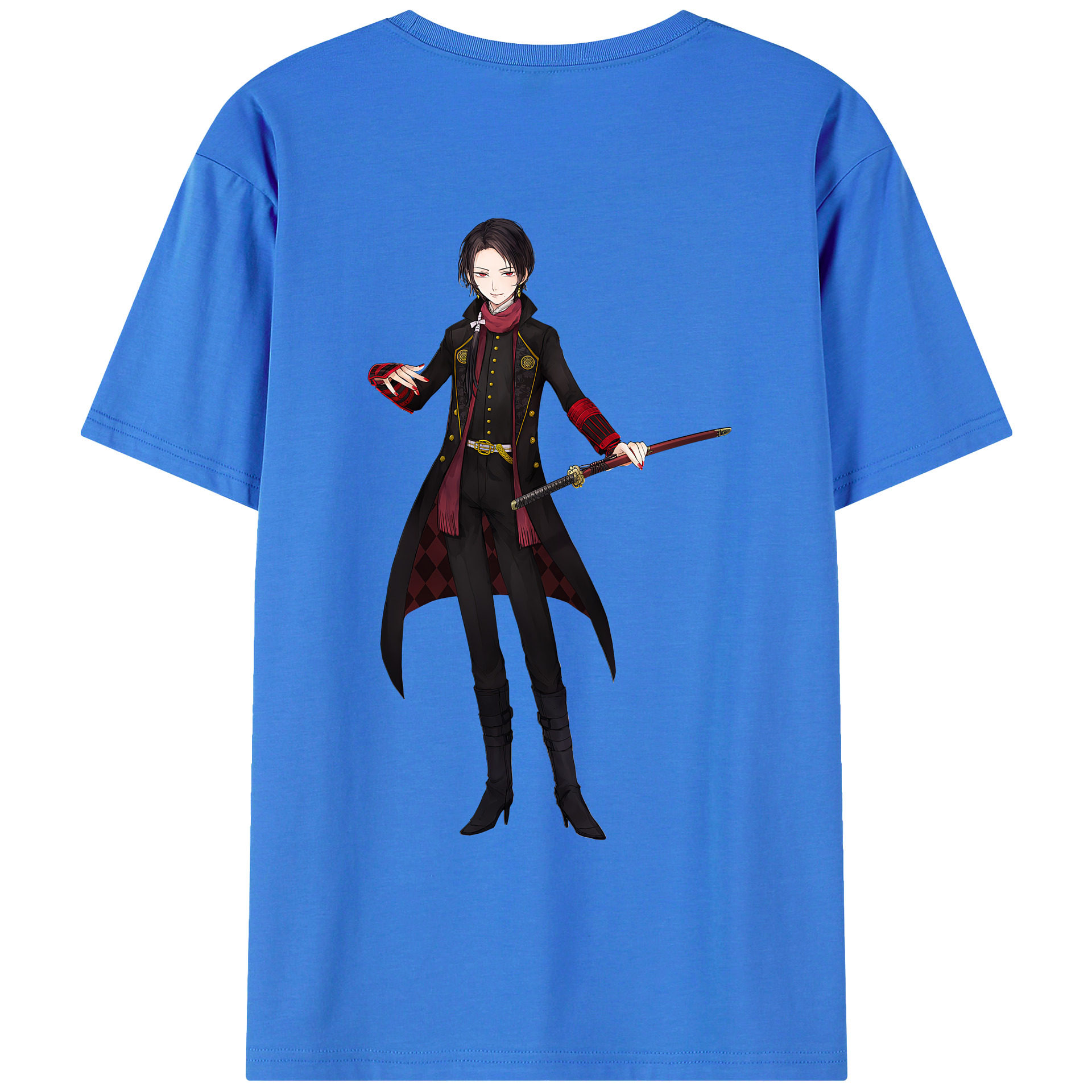 （画像用） 刀剣乱舞 Touken Ranbu 綿100％ メンズ半袖Tシャツ（バックプリント） 通気性