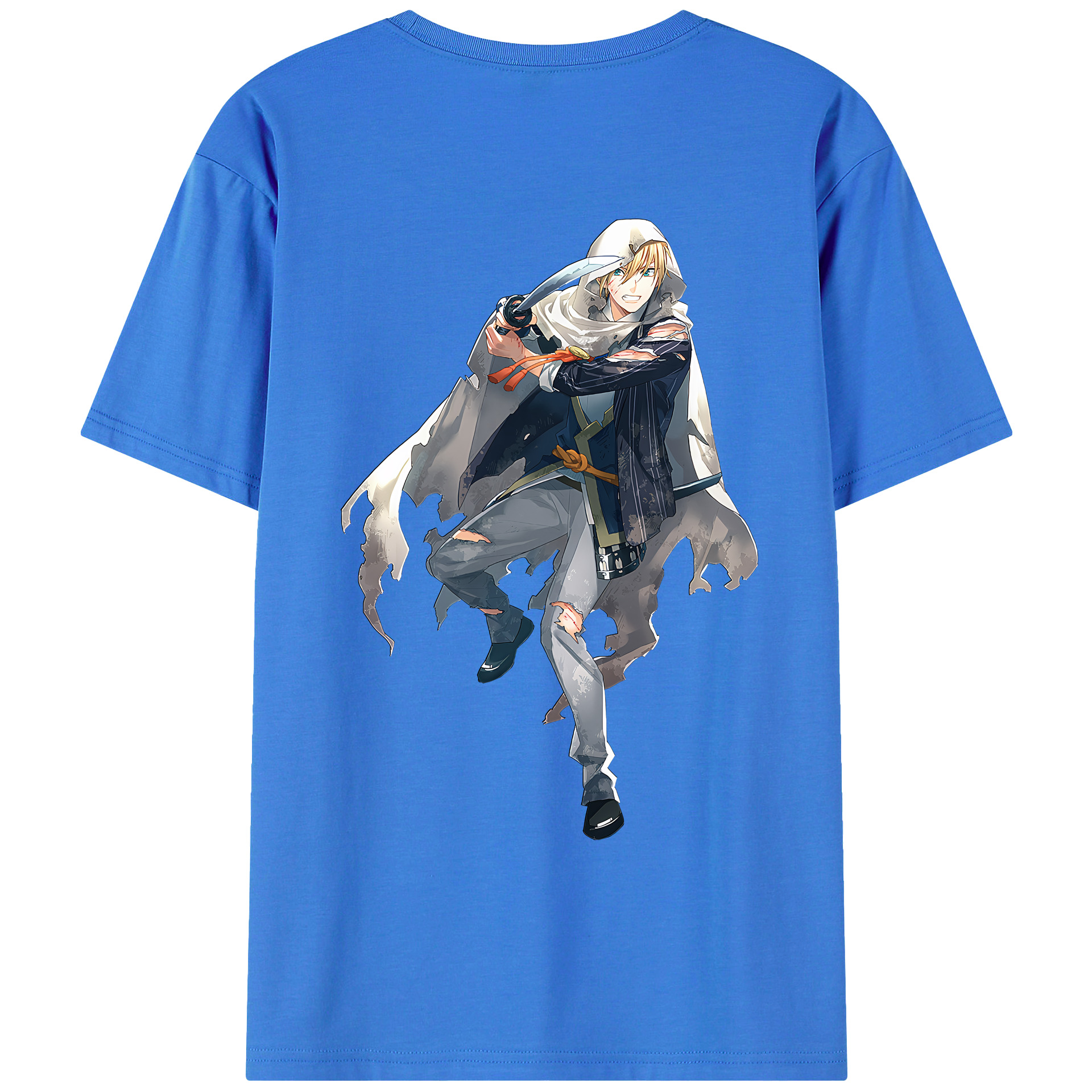 （画像用） 刀剣乱舞 Touken Ranbu 綿100％ メンズ半袖Tシャツ（バックプリント） 通気性