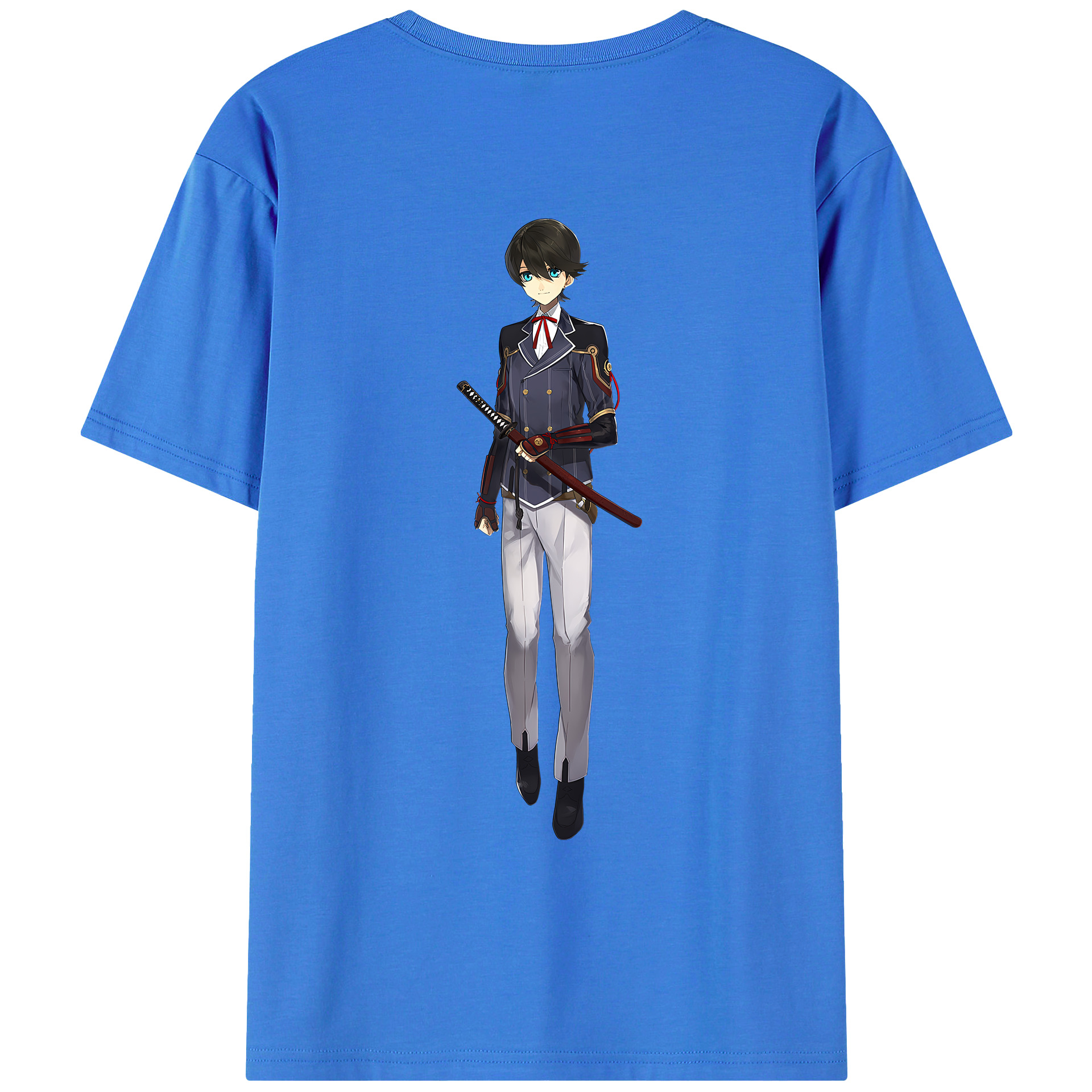 （画像用） 刀剣乱舞 Touken Ranbu 綿100％ メンズ半袖Tシャツ（バックプリント） 通気性