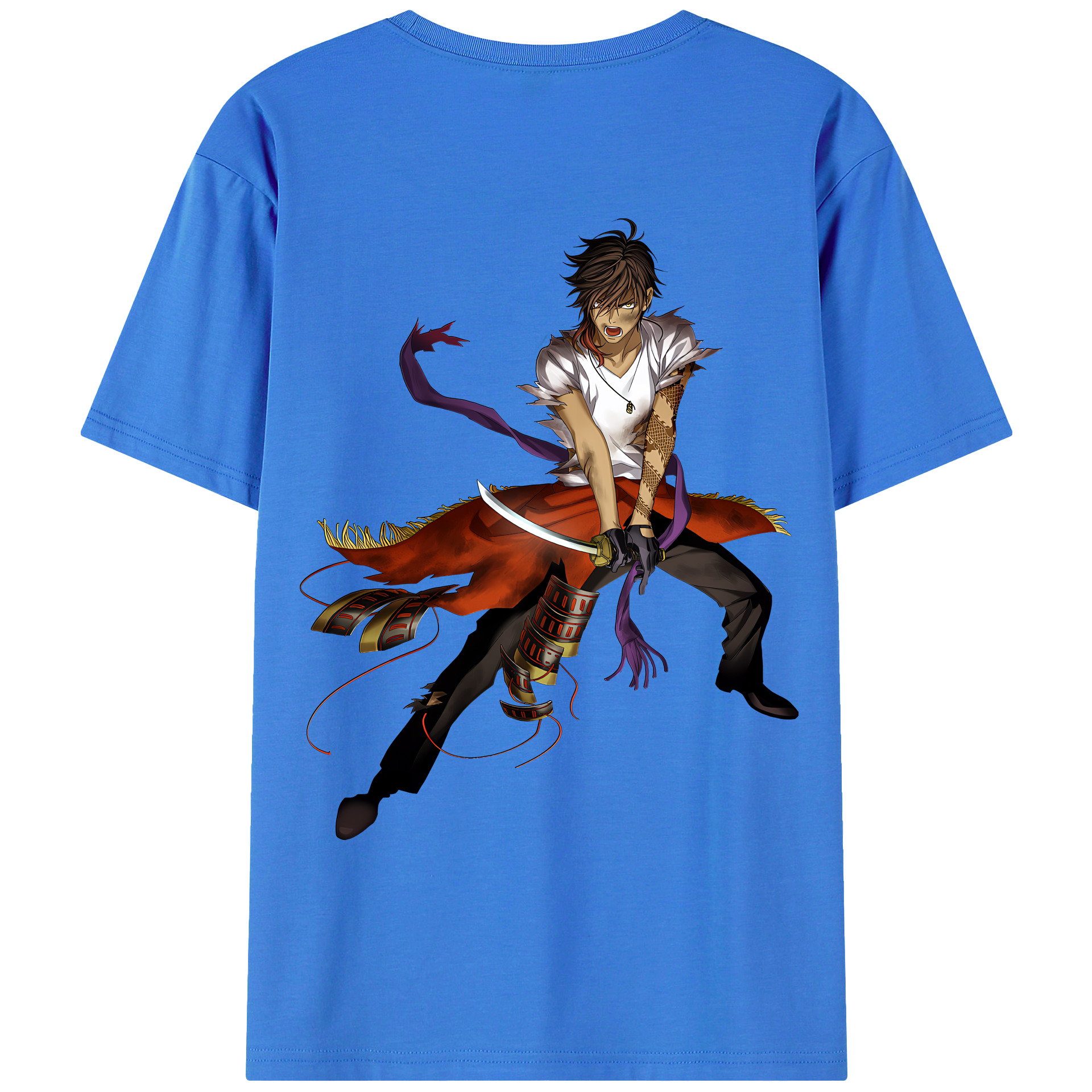 （画像用） 刀剣乱舞 Touken Ranbu 綿100％ メンズ半袖Tシャツ（バックプリント） 通気性