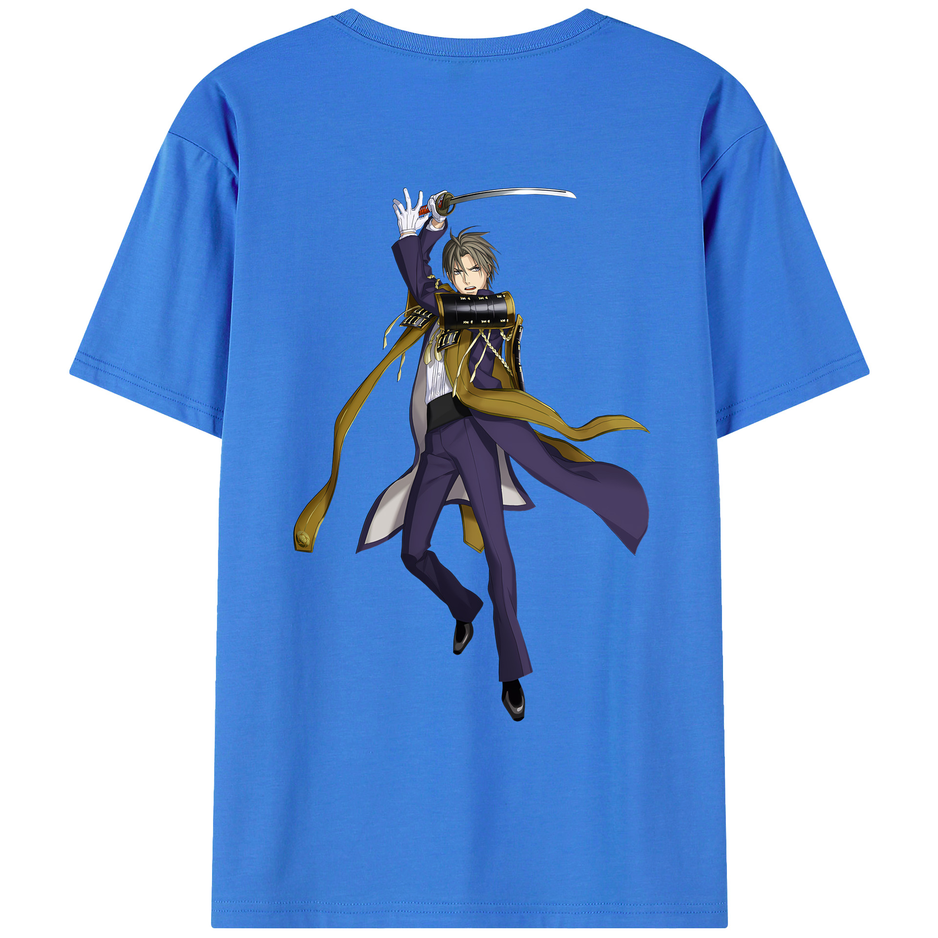 （画像用） 刀剣乱舞 Touken Ranbu 綿100％ メンズ半袖Tシャツ（バックプリント） 通気性