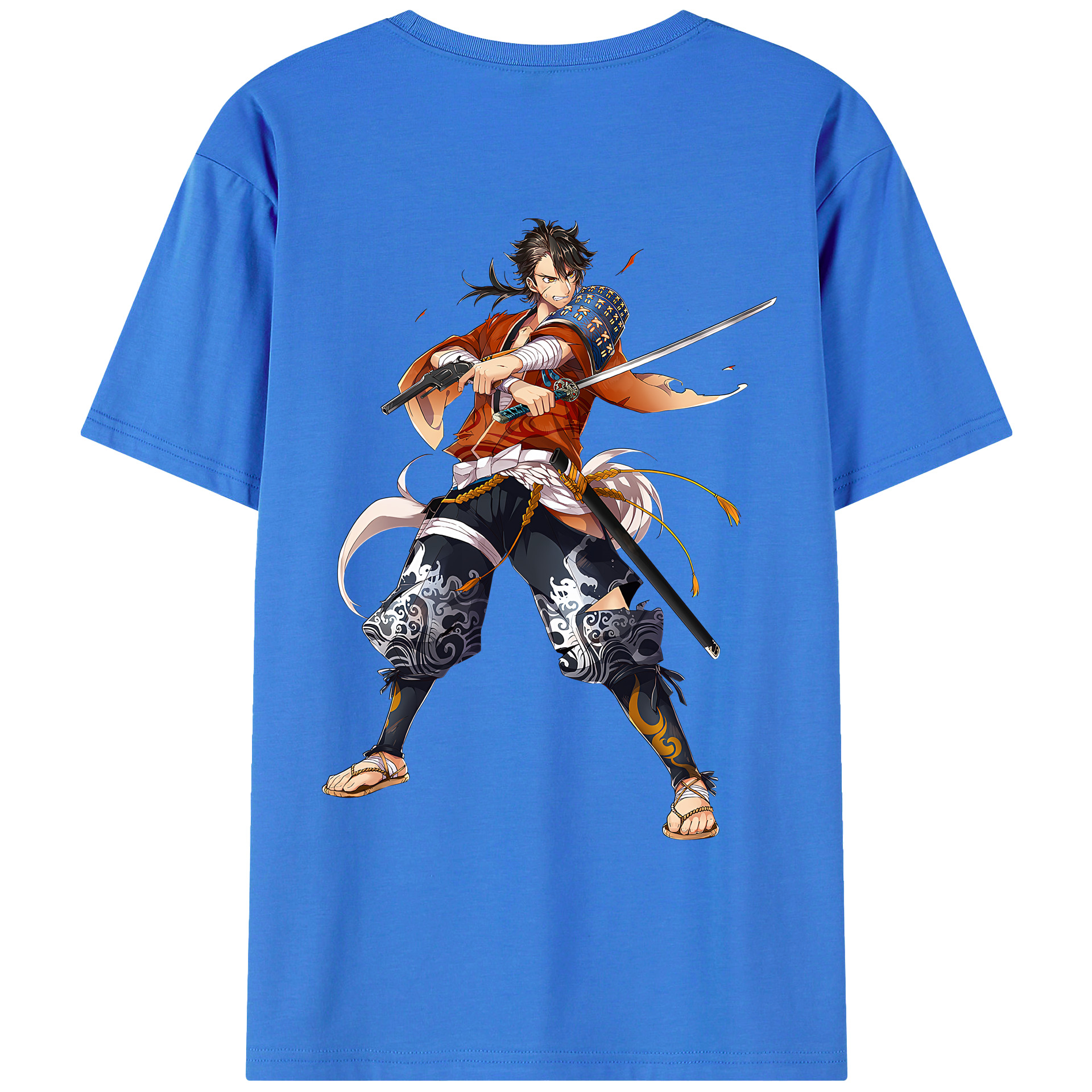 （画像用） 刀剣乱舞 Touken Ranbu 綿100％ メンズ半袖Tシャツ（バックプリント） 通気性