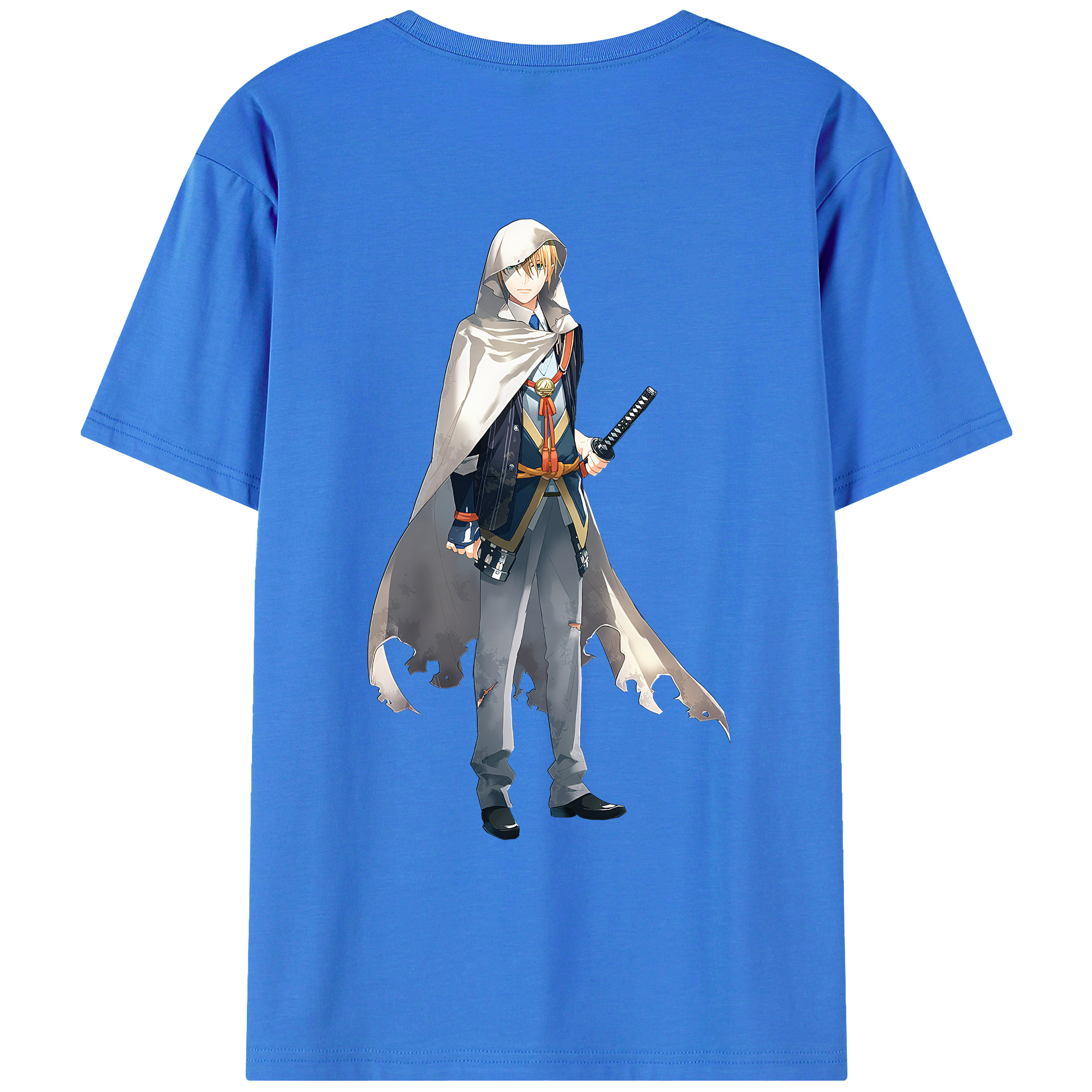 （画像用） 刀剣乱舞 Touken Ranbu 綿100％ メンズ半袖Tシャツ（バックプリント） 通気性