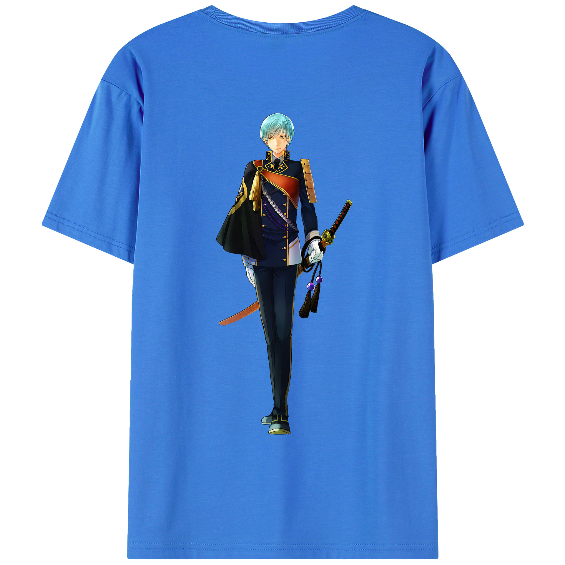 （画像用） 刀剣乱舞 Touken Ranbu 綿100％ メンズ半袖Tシャツ（バックプリント） 通気性
