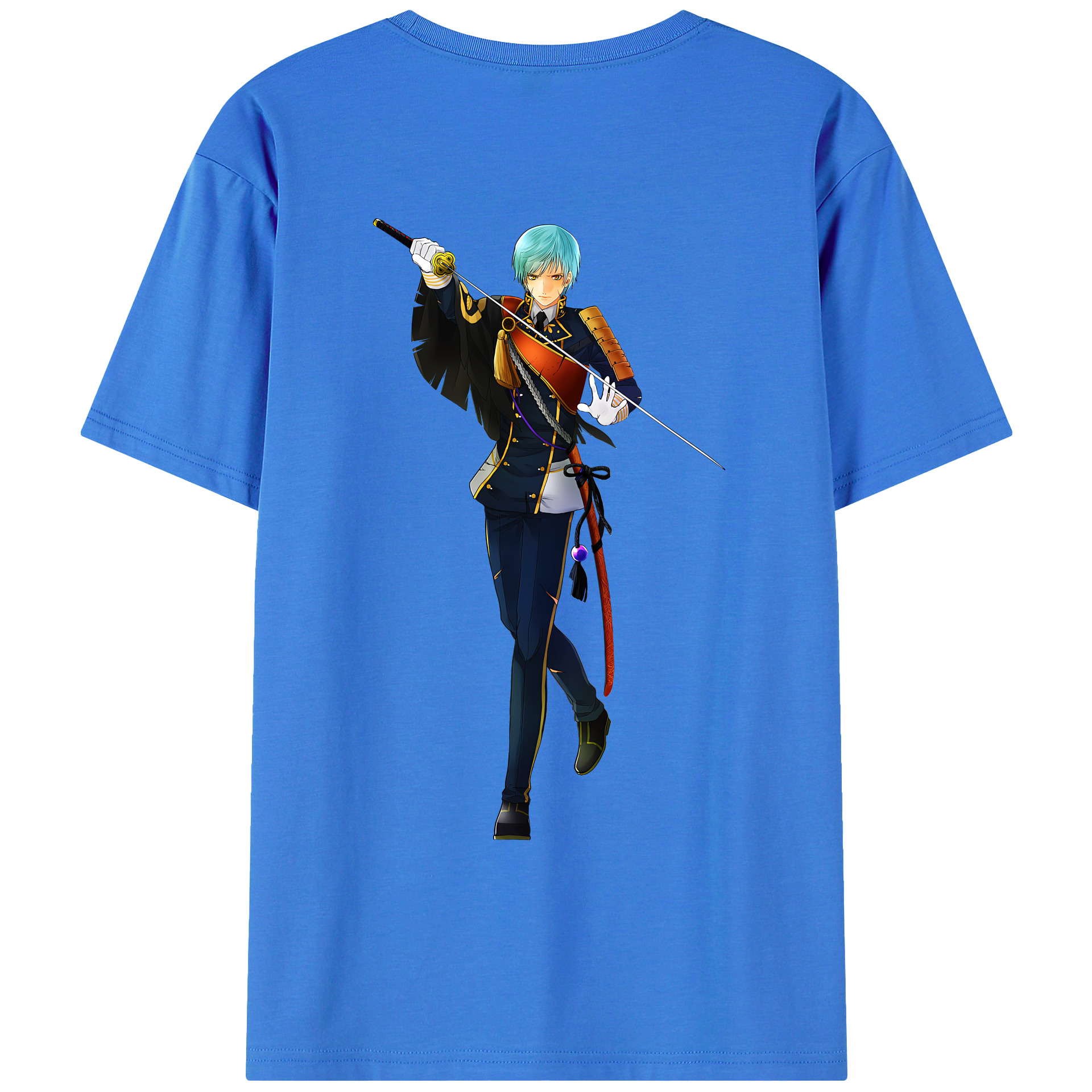 （画像用） 刀剣乱舞 Touken Ranbu 綿100％ メンズ半袖Tシャツ（バックプリント） 通気性