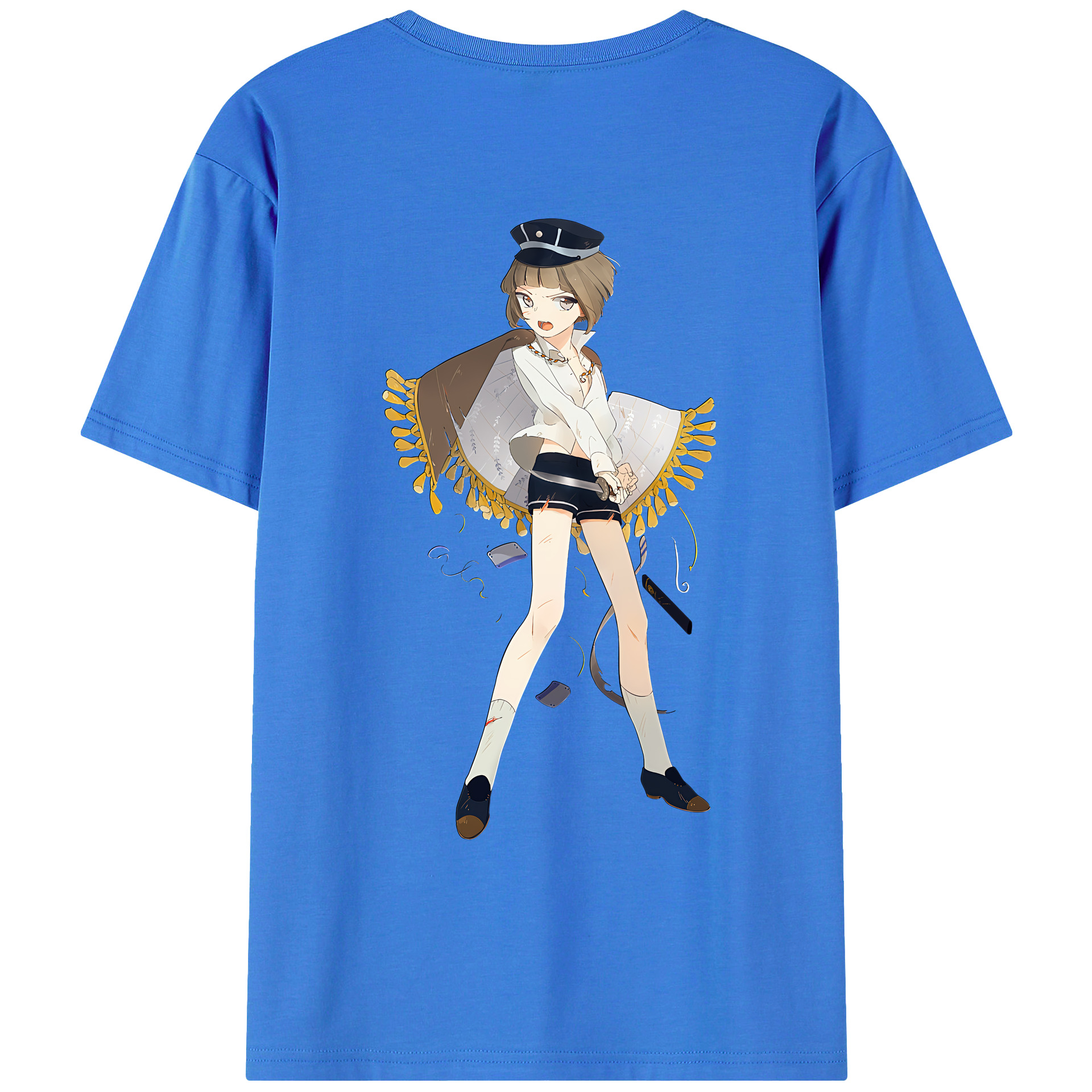 （画像用） 刀剣乱舞 Touken Ranbu 綿100％ メンズ半袖Tシャツ（バックプリント） 通気性