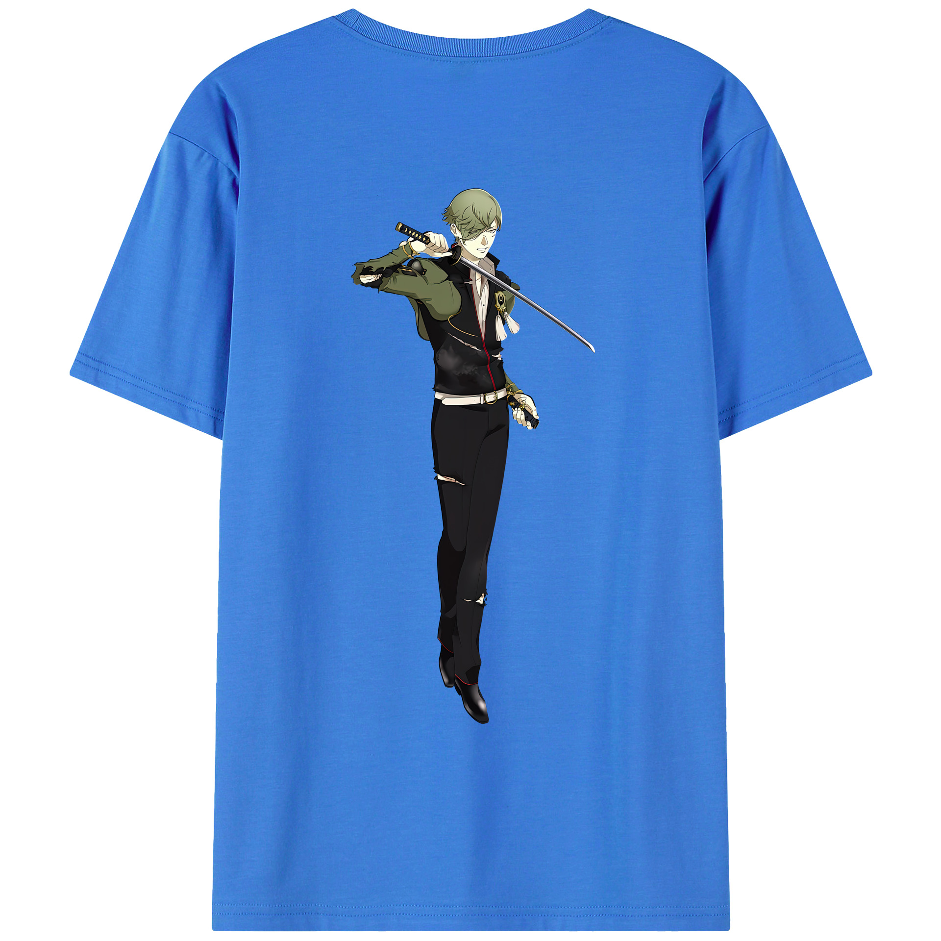 （画像用） 刀剣乱舞 Touken Ranbu 綿100％ メンズ半袖Tシャツ（バックプリント） 通気性