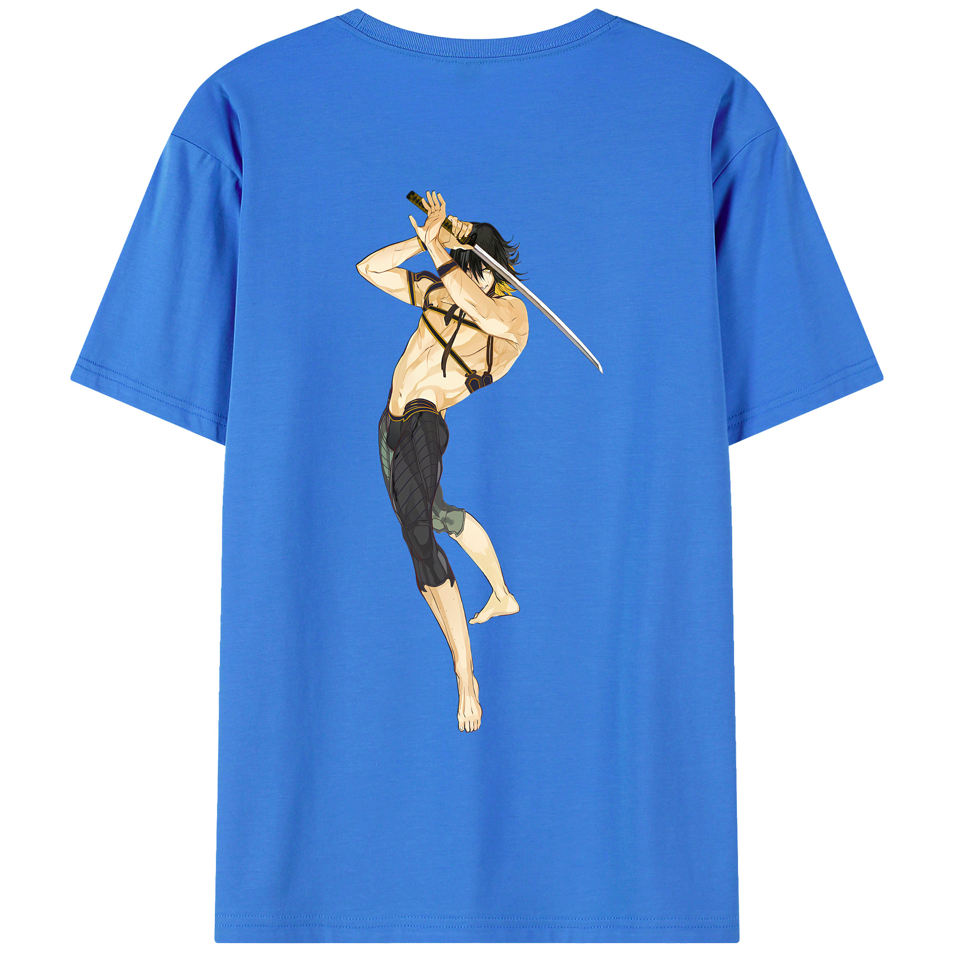 （画像用） 刀剣乱舞 Touken Ranbu 綿100％ メンズ半袖Tシャツ（バックプリント） 通気性