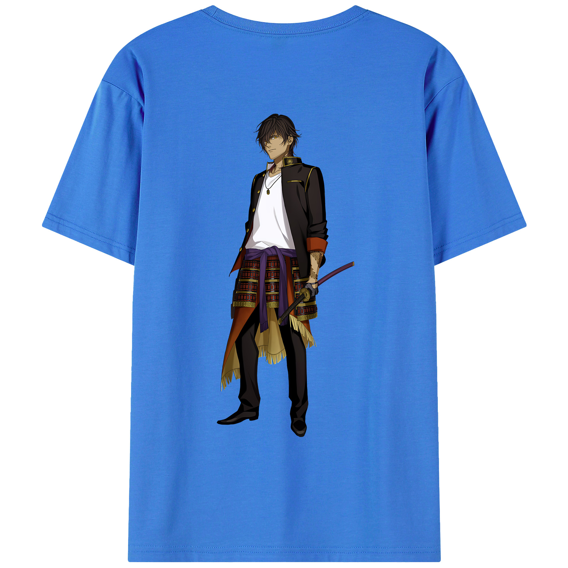 （画像用） 刀剣乱舞 Touken Ranbu 綿100％ メンズ半袖Tシャツ（バックプリント） 通気性