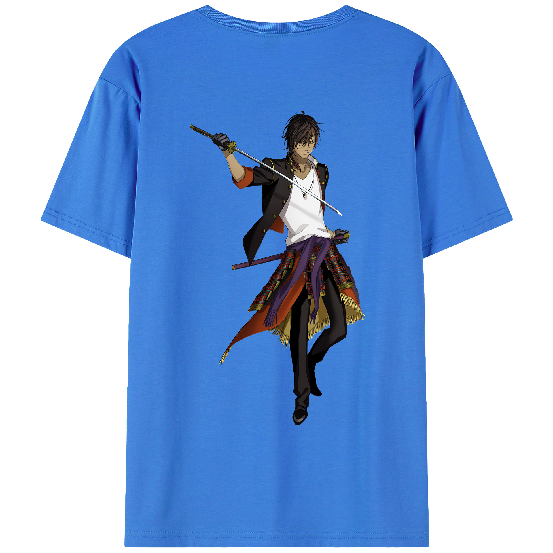 （画像用） 刀剣乱舞 Touken Ranbu 綿100％ メンズ半袖Tシャツ（バックプリント） 通気性