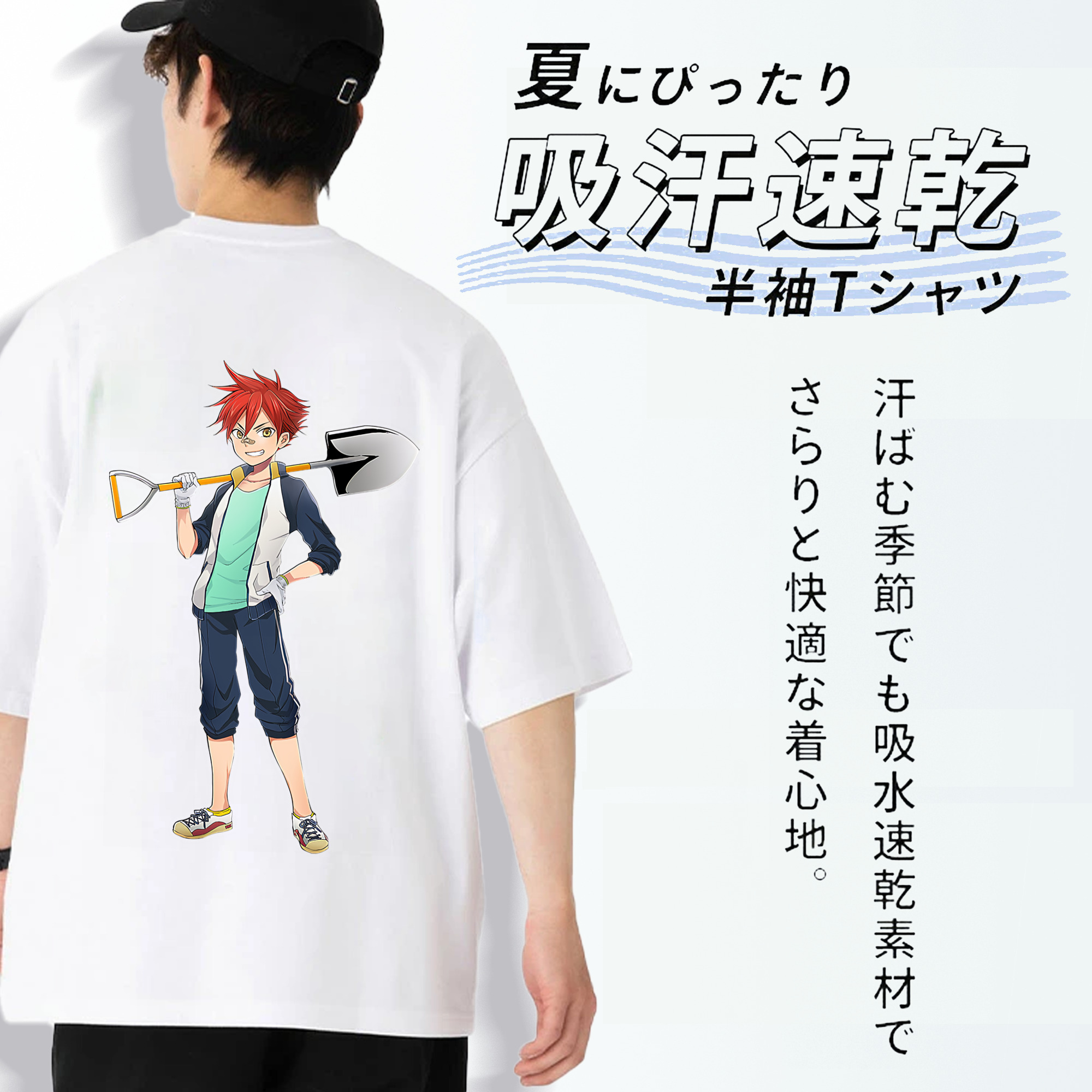 刀剣乱舞 Touken Ranbu 綿100％ メンズ半袖Tシャツ（バックプリント） 通気性