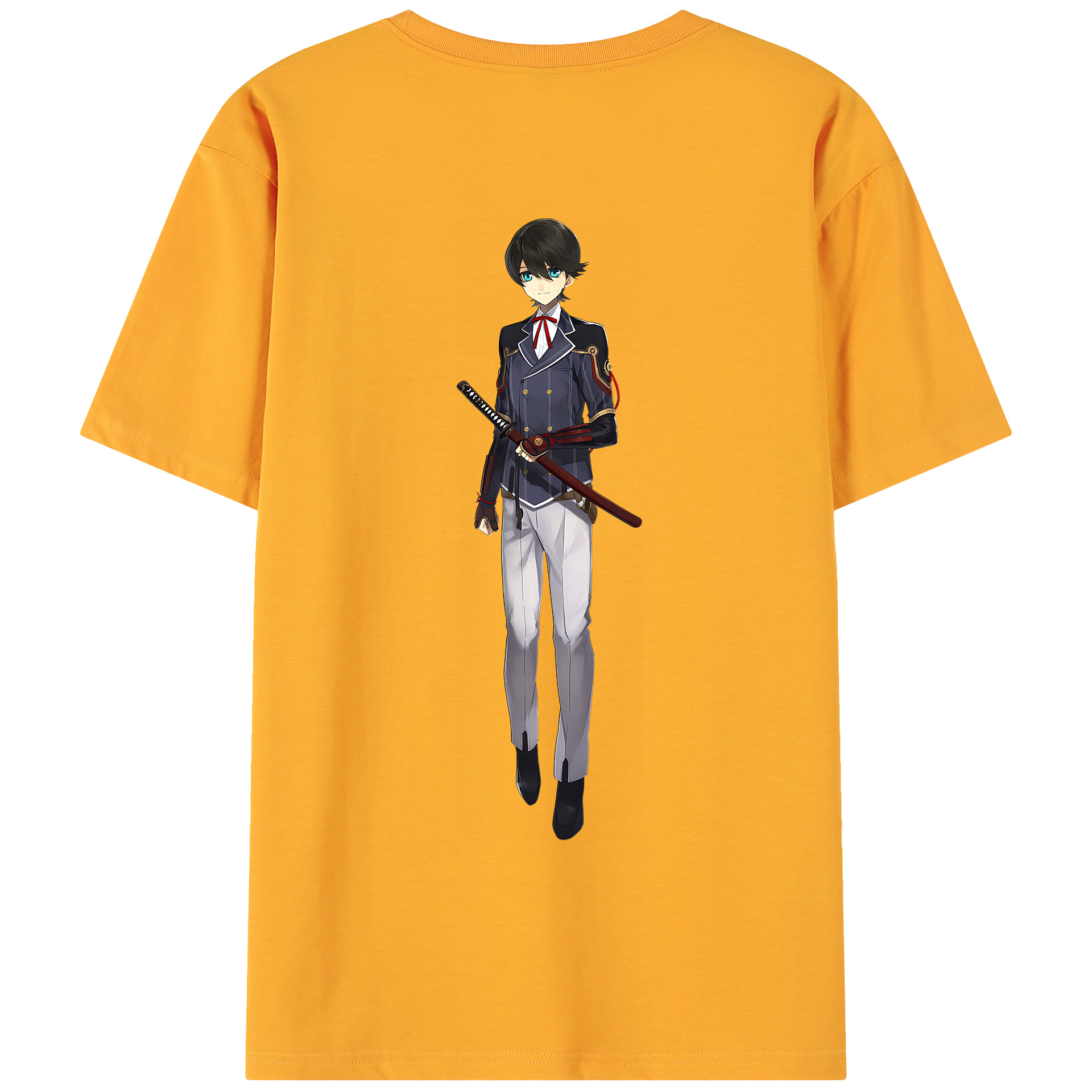 （画像用） 刀剣乱舞 Touken Ranbu 綿100％ メンズ半袖Tシャツ（バックプリント） 通気性
