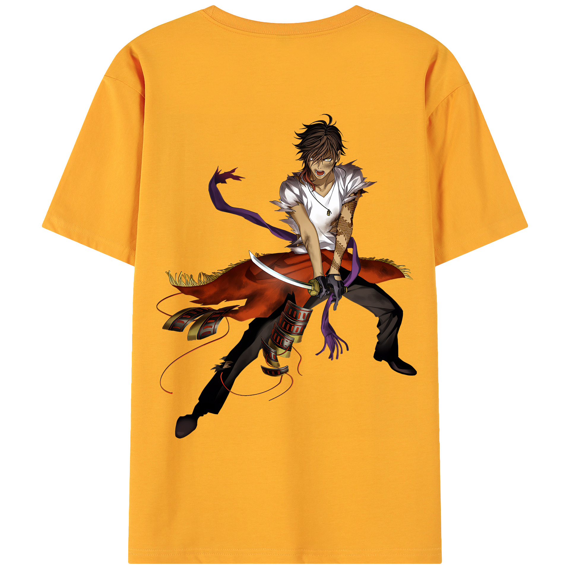 （画像用） 刀剣乱舞 Touken Ranbu 綿100％ メンズ半袖Tシャツ（バックプリント） 通気性