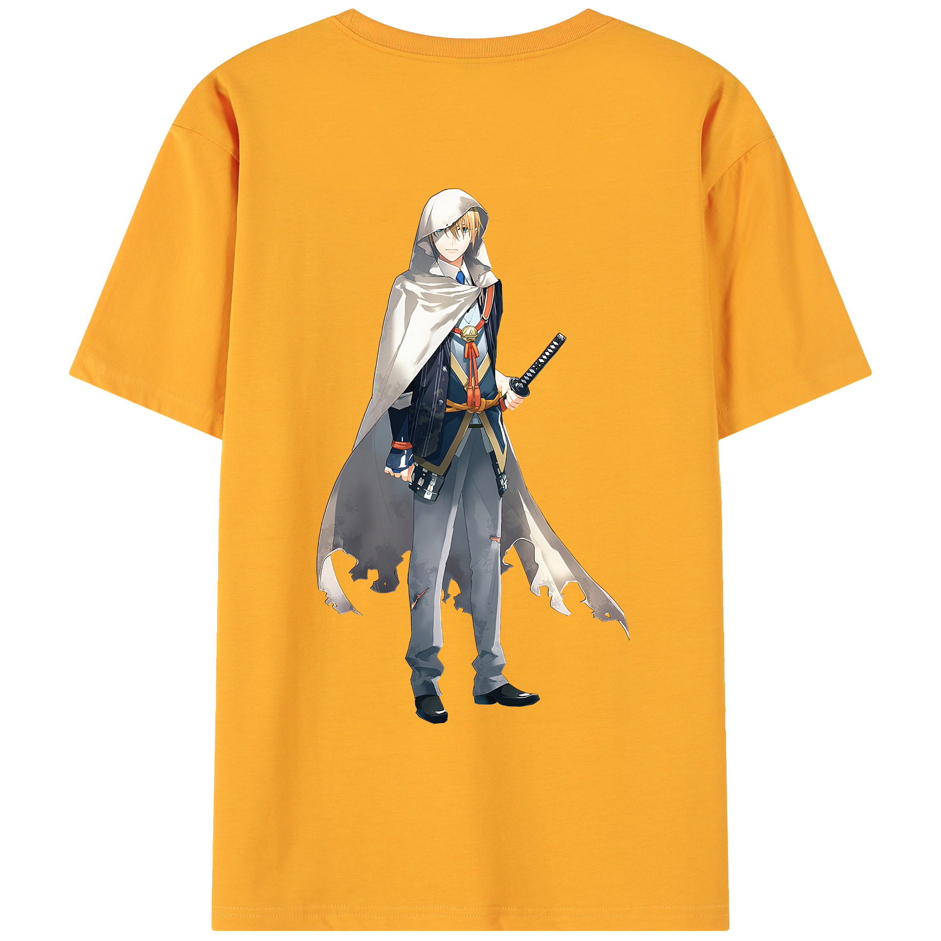 （画像用） 刀剣乱舞 Touken Ranbu 綿100％ メンズ半袖Tシャツ（バックプリント） 通気性