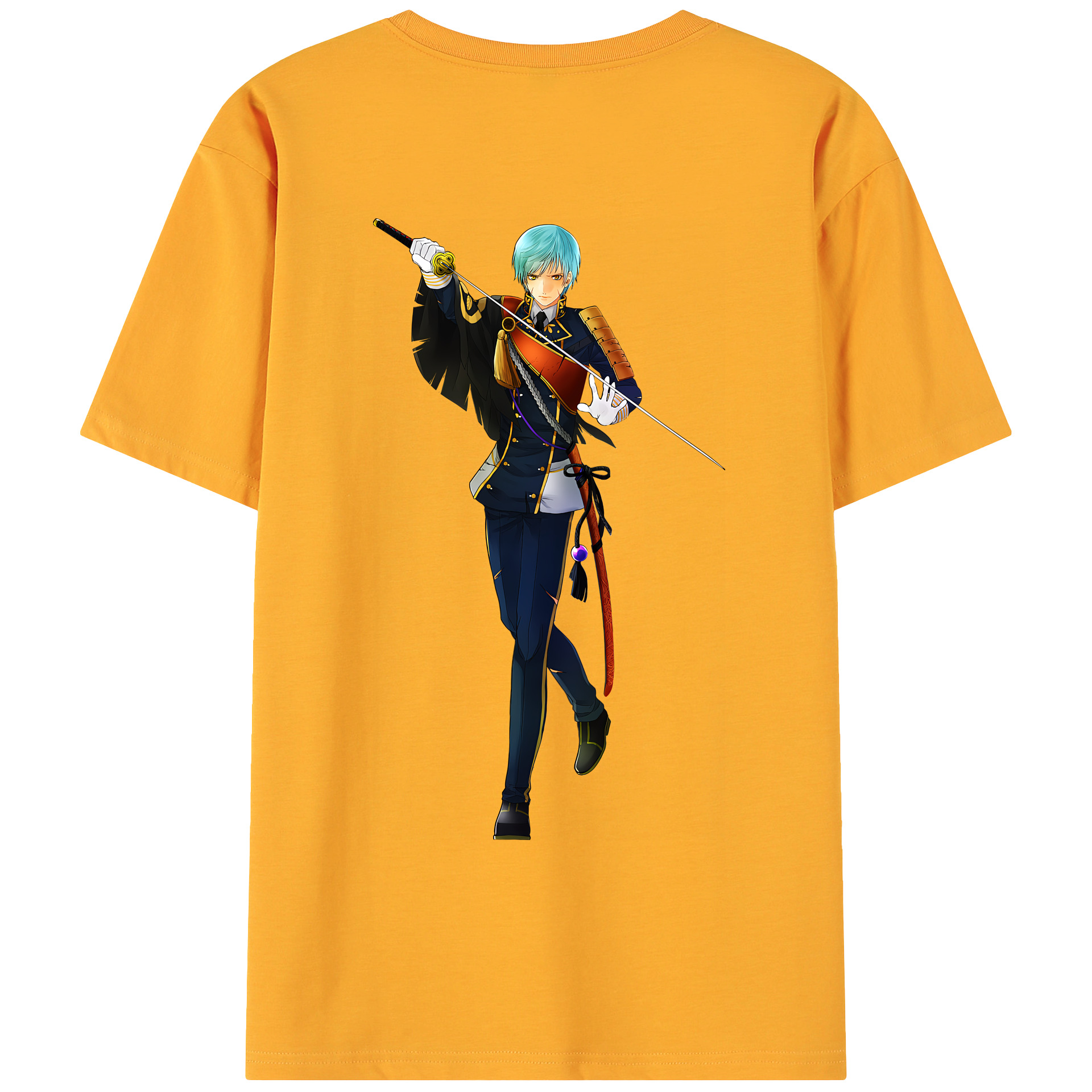 （画像用） 刀剣乱舞 Touken Ranbu 綿100％ メンズ半袖Tシャツ（バックプリント） 通気性