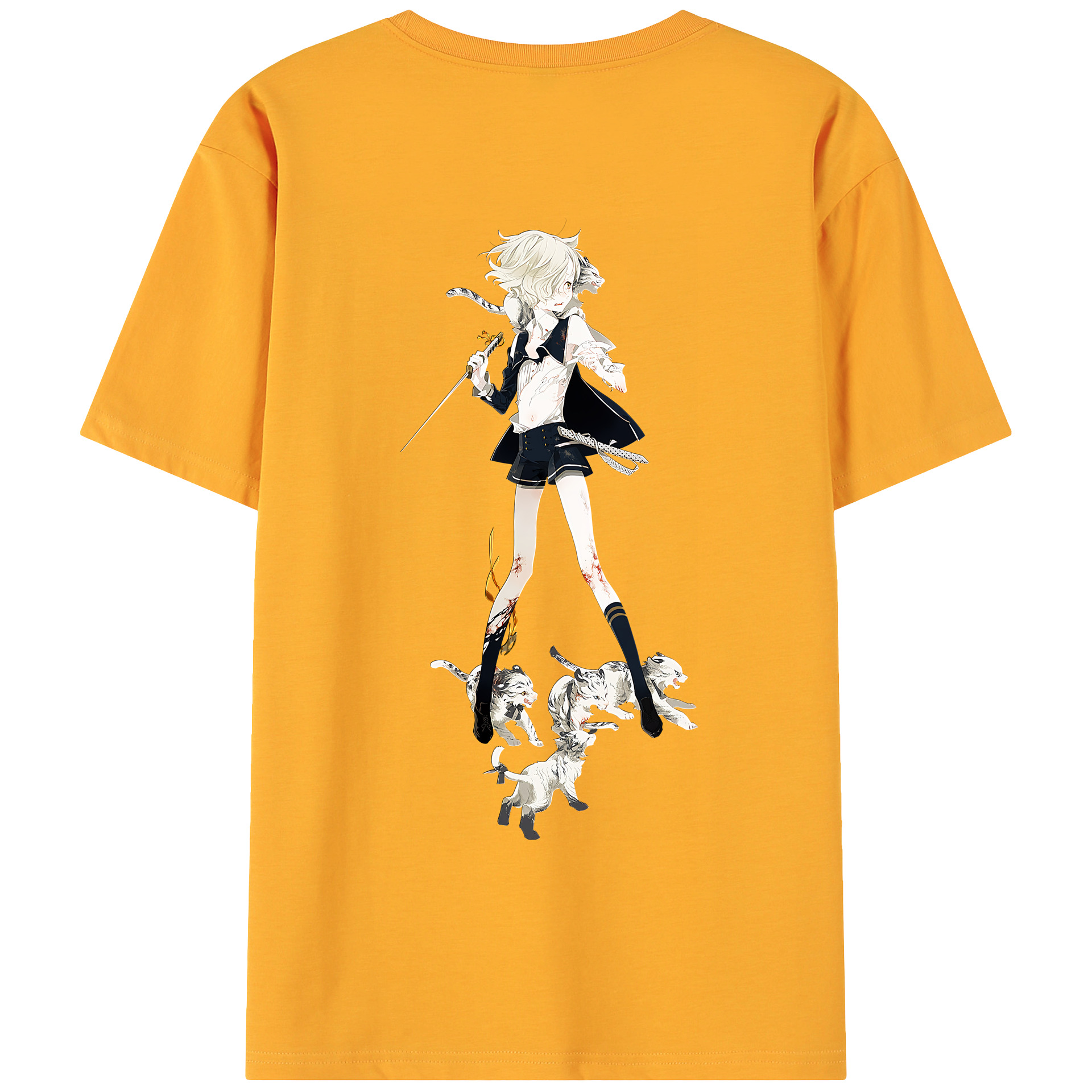 （画像用） 刀剣乱舞 Touken Ranbu 綿100％ メンズ半袖Tシャツ（バックプリント） 通気性