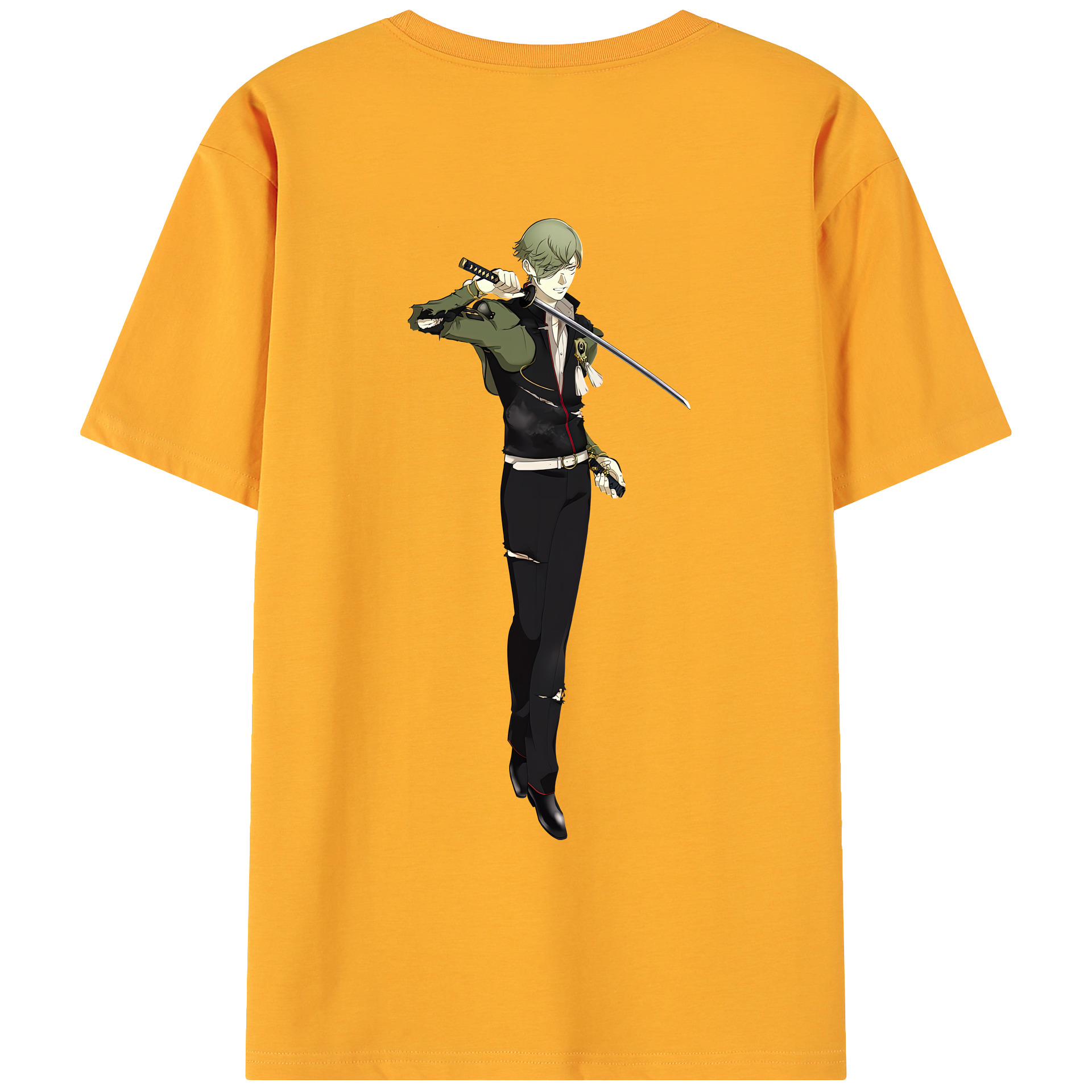（画像用） 刀剣乱舞 Touken Ranbu 綿100％ メンズ半袖Tシャツ（バックプリント） 通気性