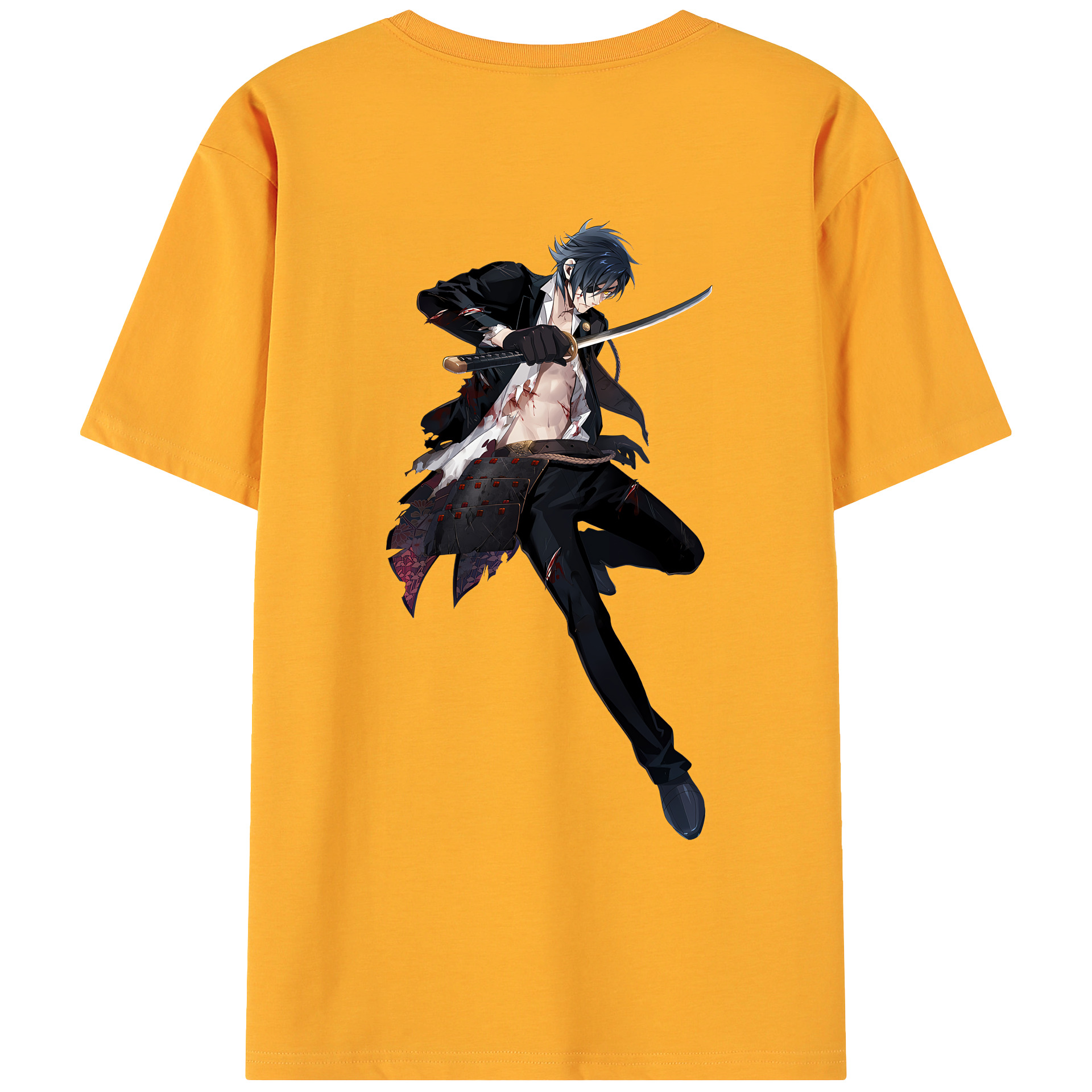 （画像用） 刀剣乱舞 Touken Ranbu 綿100％ メンズ半袖Tシャツ（バックプリント） 通気性