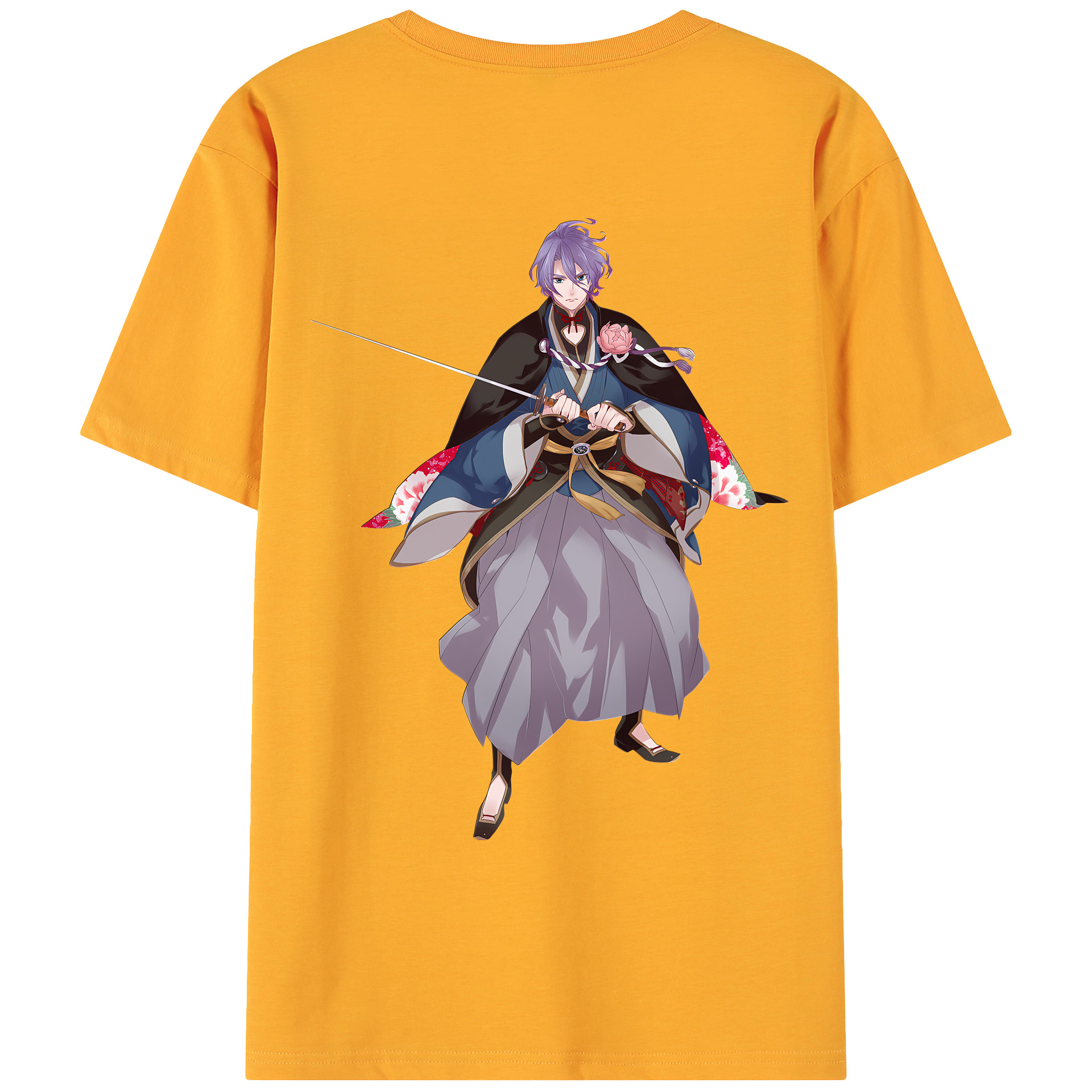 （画像用） 刀剣乱舞 Touken Ranbu 綿100％ メンズ半袖Tシャツ（バックプリント） 通気性