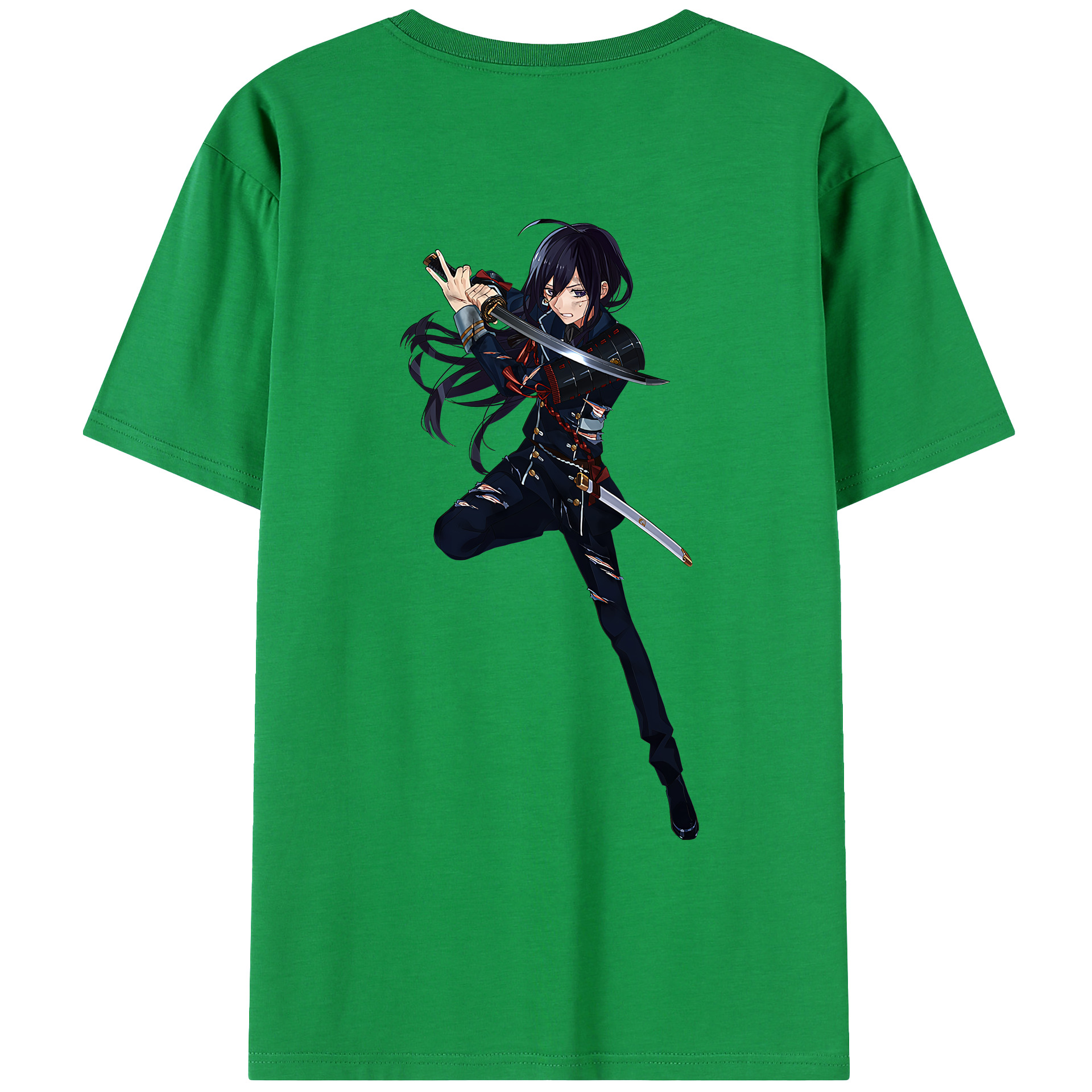 （画像用） 刀剣乱舞 Touken Ranbu 綿100％ メンズ半袖Tシャツ（バックプリント） 通気性