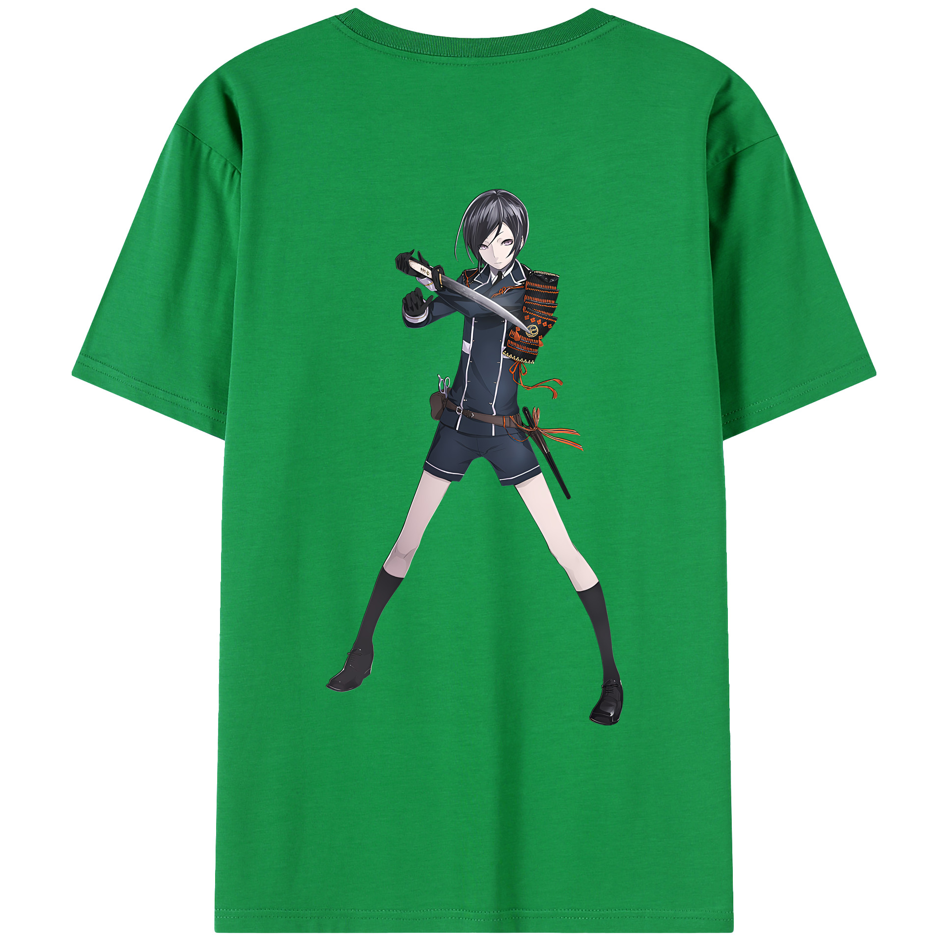 （画像用） 刀剣乱舞 Touken Ranbu 綿100％ メンズ半袖Tシャツ（バックプリント） 通気性