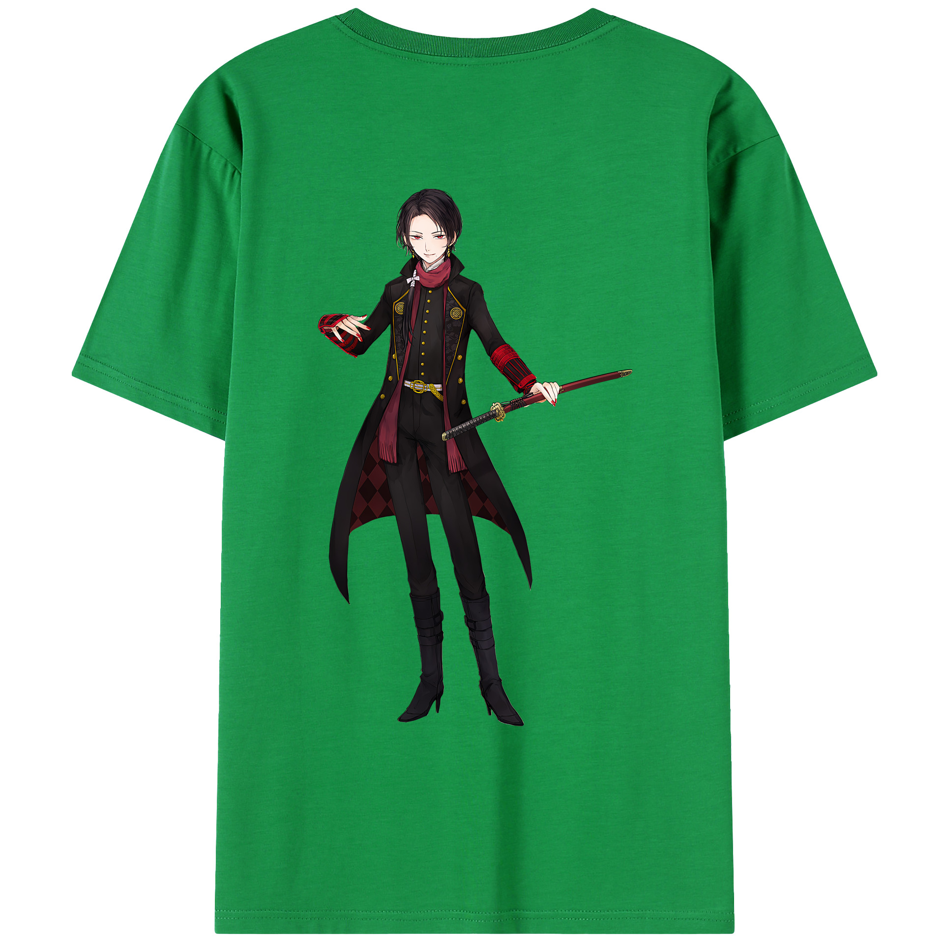 （画像用） 刀剣乱舞 Touken Ranbu 綿100％ メンズ半袖Tシャツ（バックプリント） 通気性