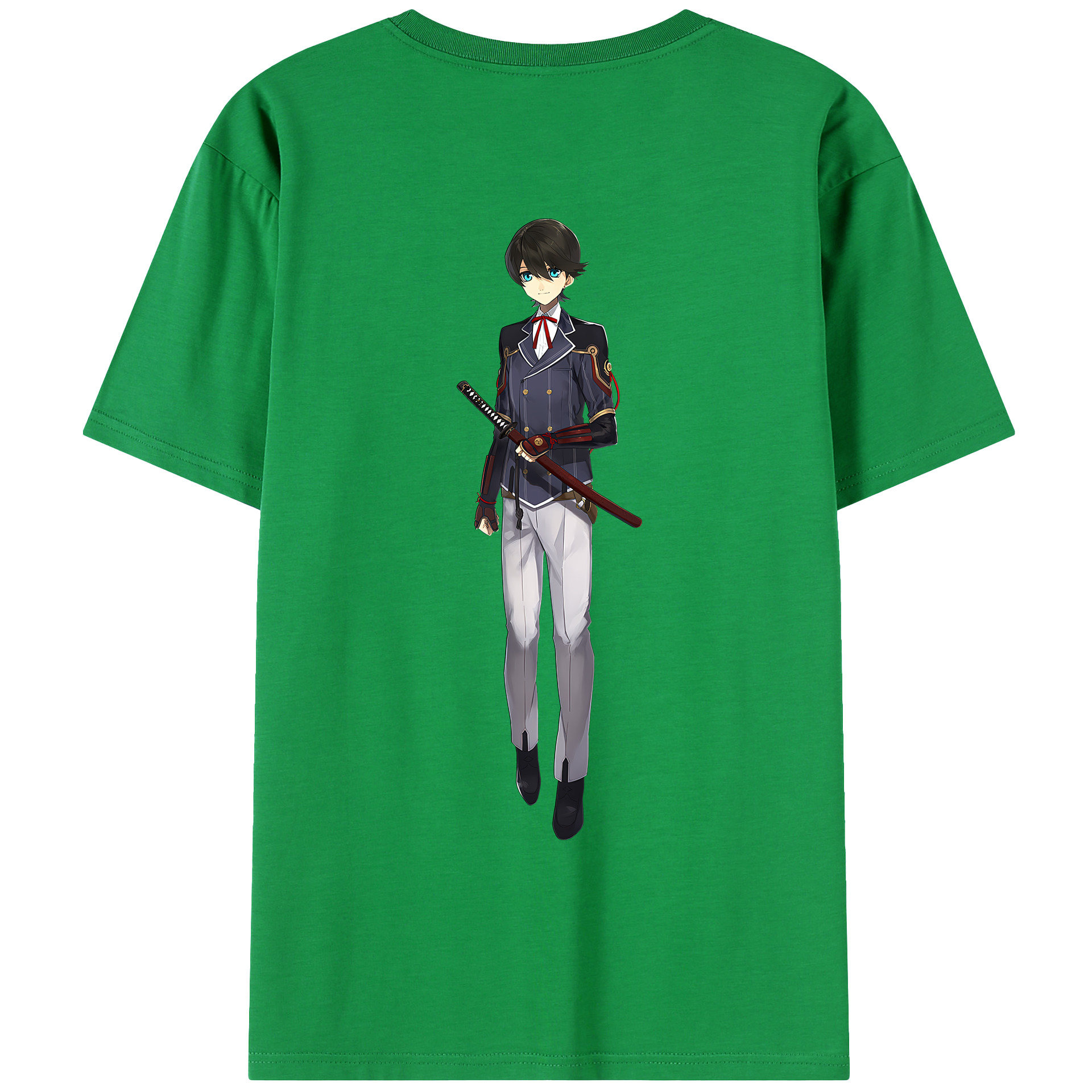 （画像用） 刀剣乱舞 Touken Ranbu 綿100％ メンズ半袖Tシャツ（バックプリント） 通気性