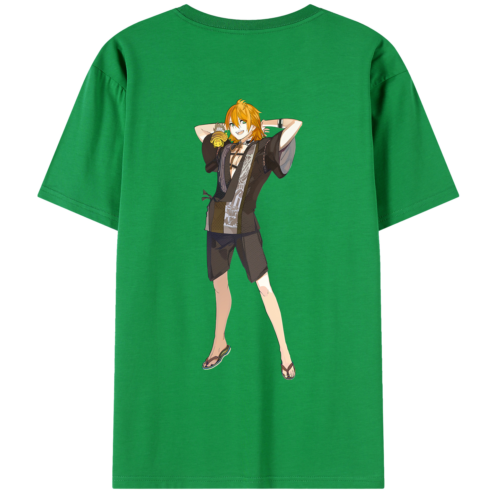 （画像用） 刀剣乱舞 Touken Ranbu 綿100％ メンズ半袖Tシャツ（バックプリント） 通気性