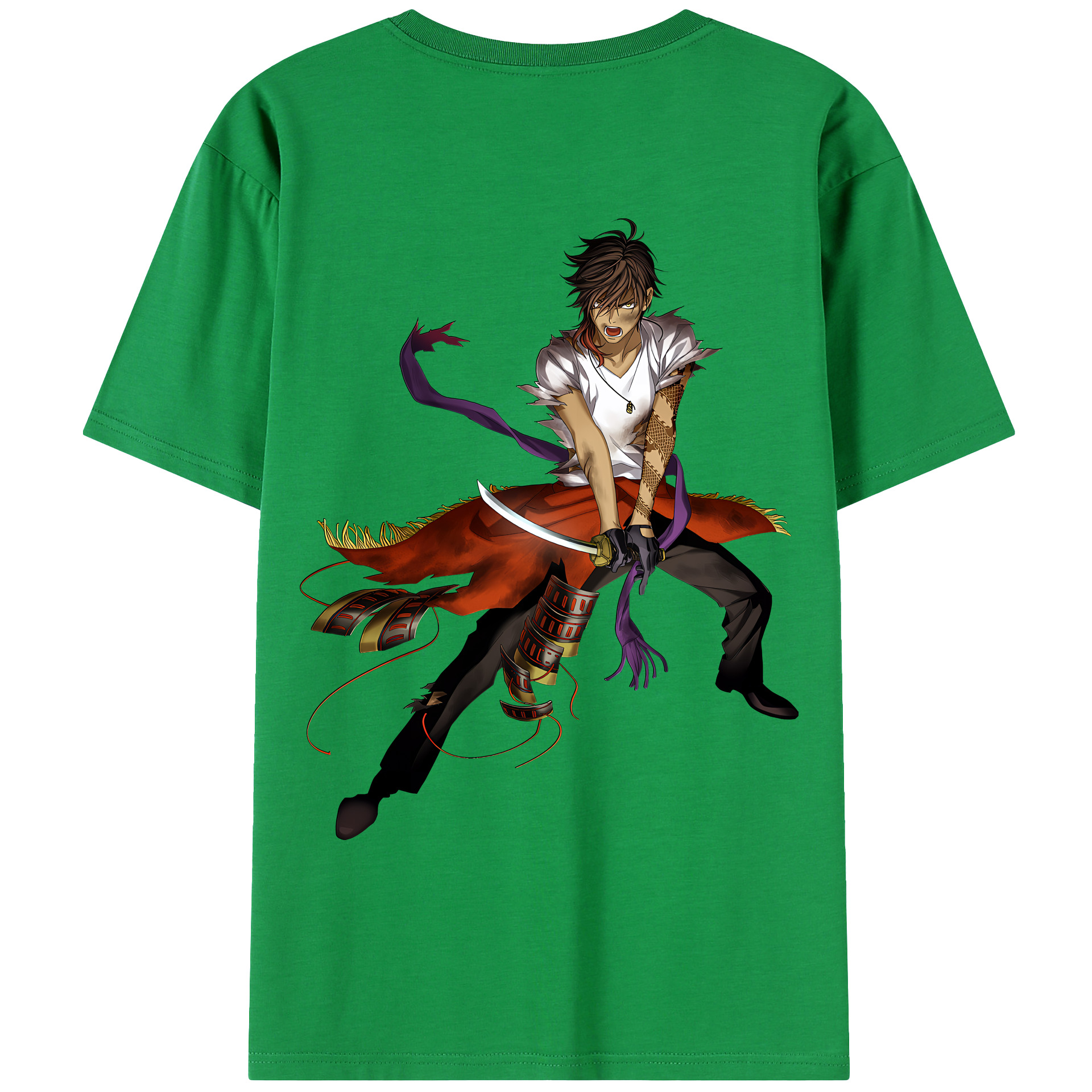 （画像用） 刀剣乱舞 Touken Ranbu 綿100％ メンズ半袖Tシャツ（バックプリント） 通気性