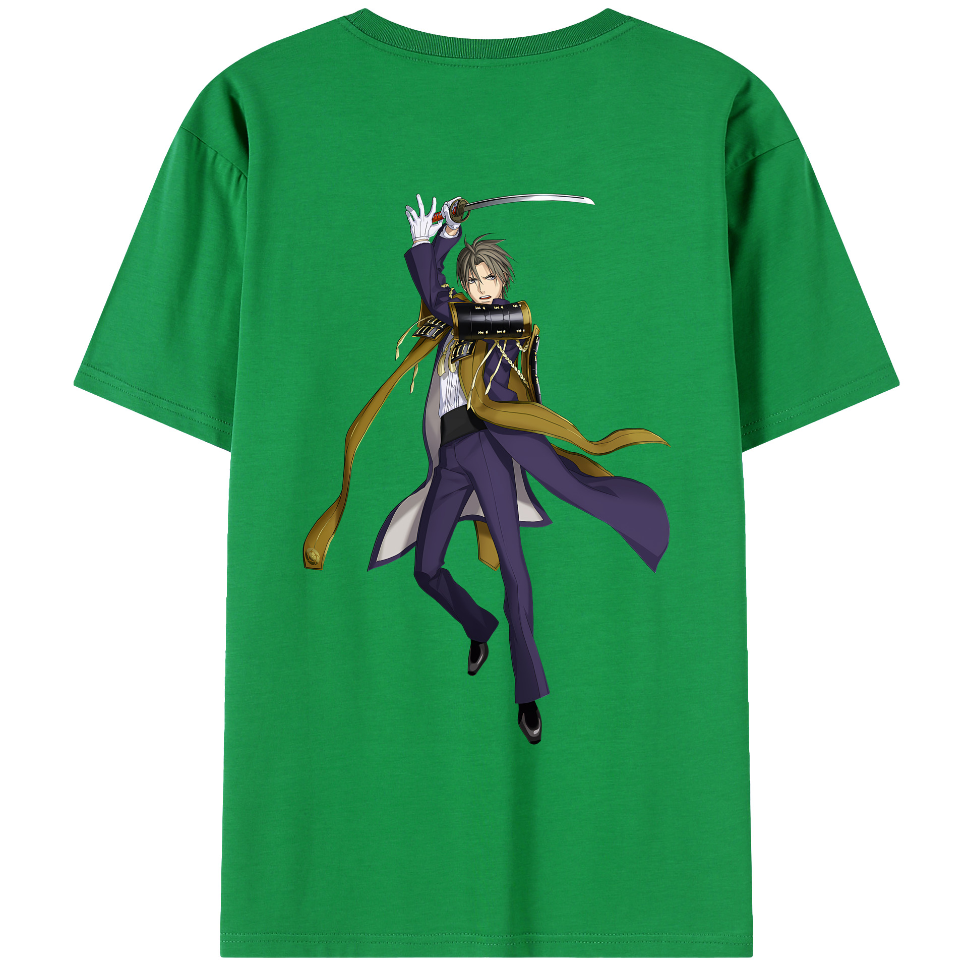 （画像用） 刀剣乱舞 Touken Ranbu 綿100％ メンズ半袖Tシャツ（バックプリント） 通気性
