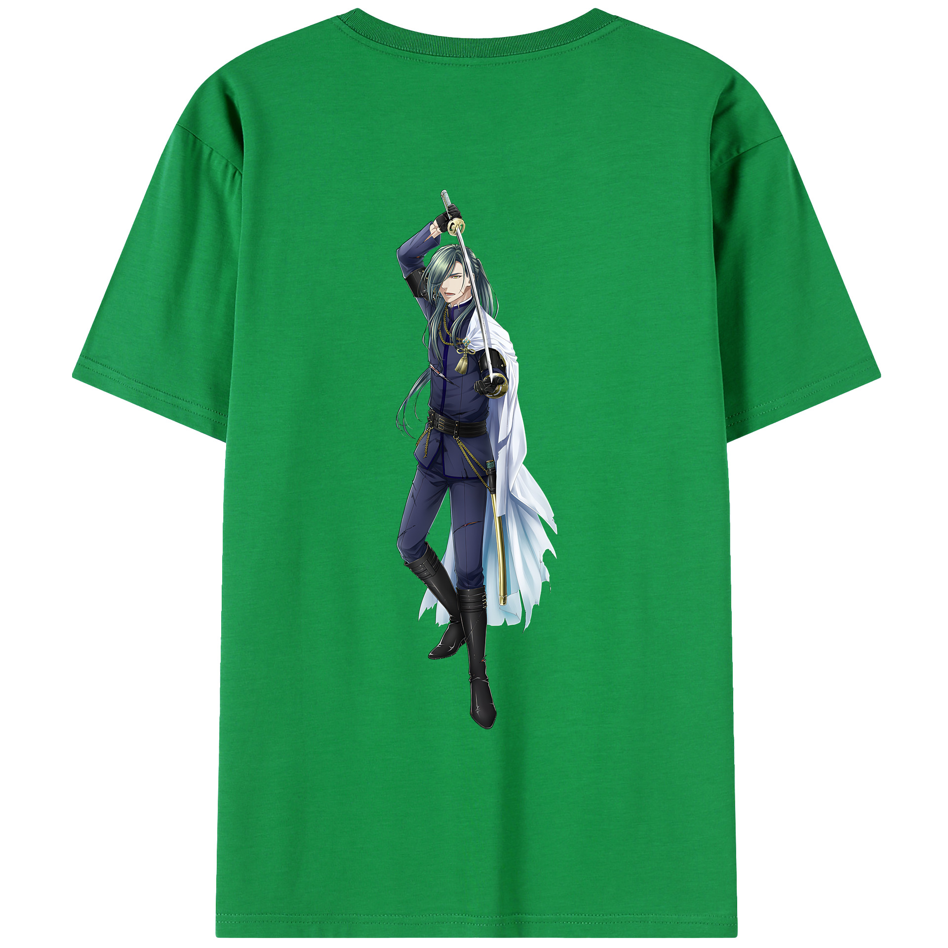 （画像用） 刀剣乱舞 Touken Ranbu 綿100％ メンズ半袖Tシャツ（バックプリント） 通気性