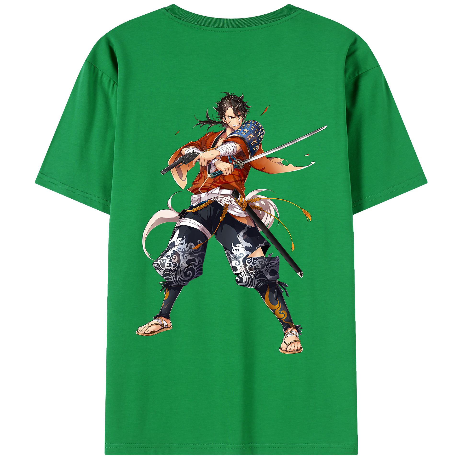 （画像用） 刀剣乱舞 Touken Ranbu 綿100％ メンズ半袖Tシャツ（バックプリント） 通気性