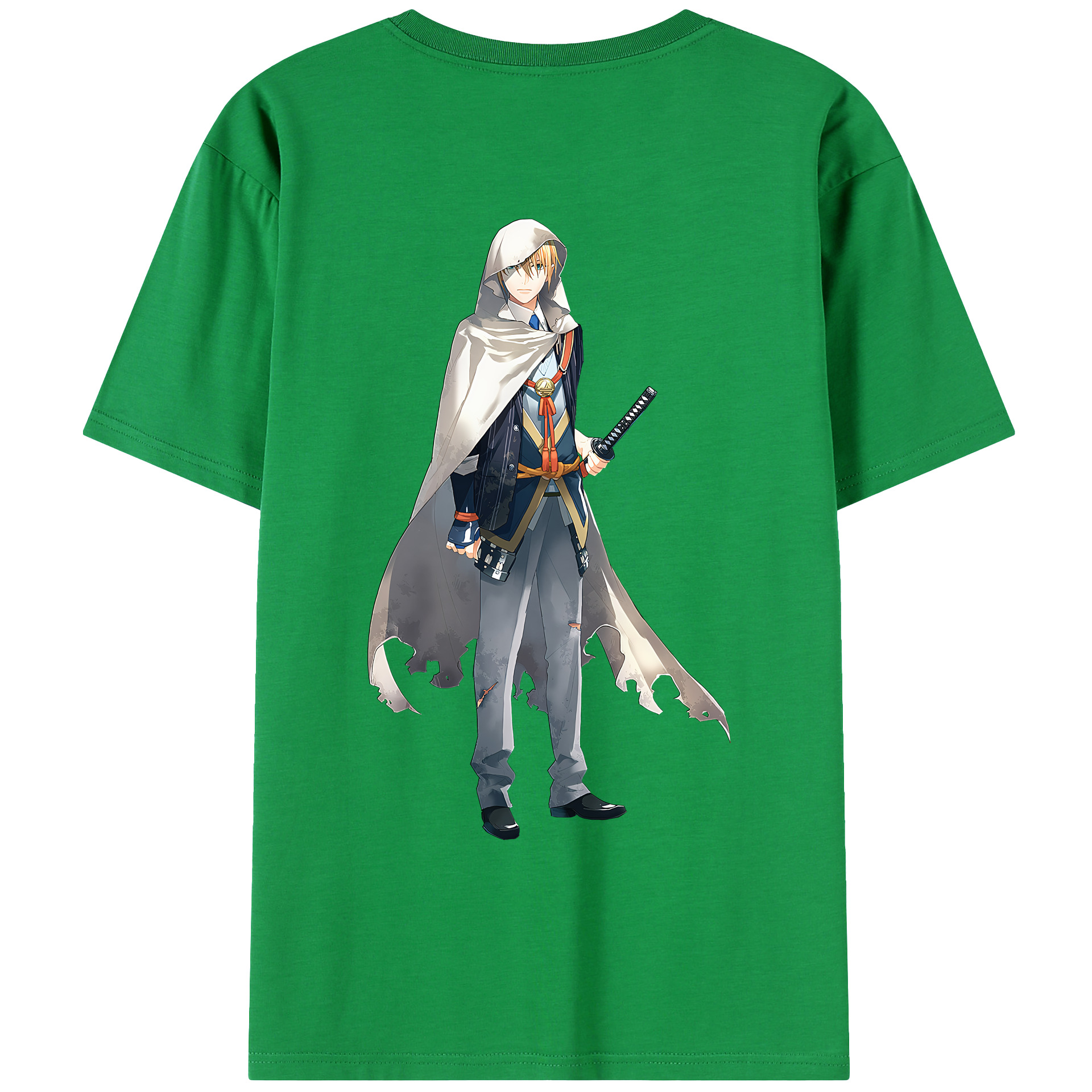 （画像用） 刀剣乱舞 Touken Ranbu 綿100％ メンズ半袖Tシャツ（バックプリント） 通気性