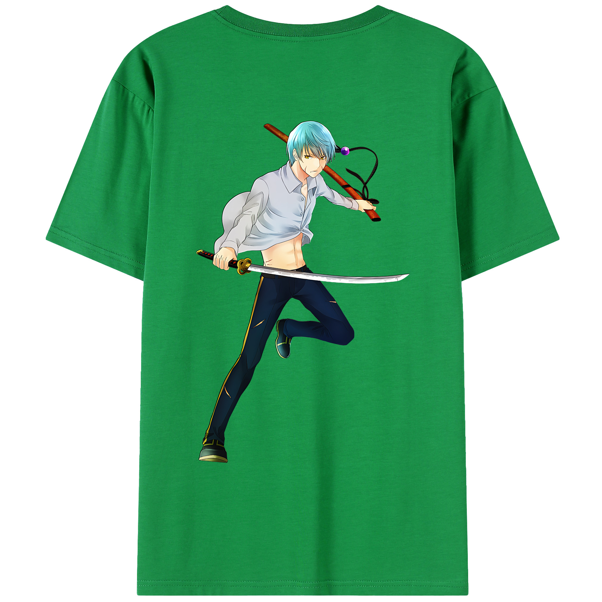 （画像用） 刀剣乱舞 Touken Ranbu 綿100％ メンズ半袖Tシャツ（バックプリント） 通気性
