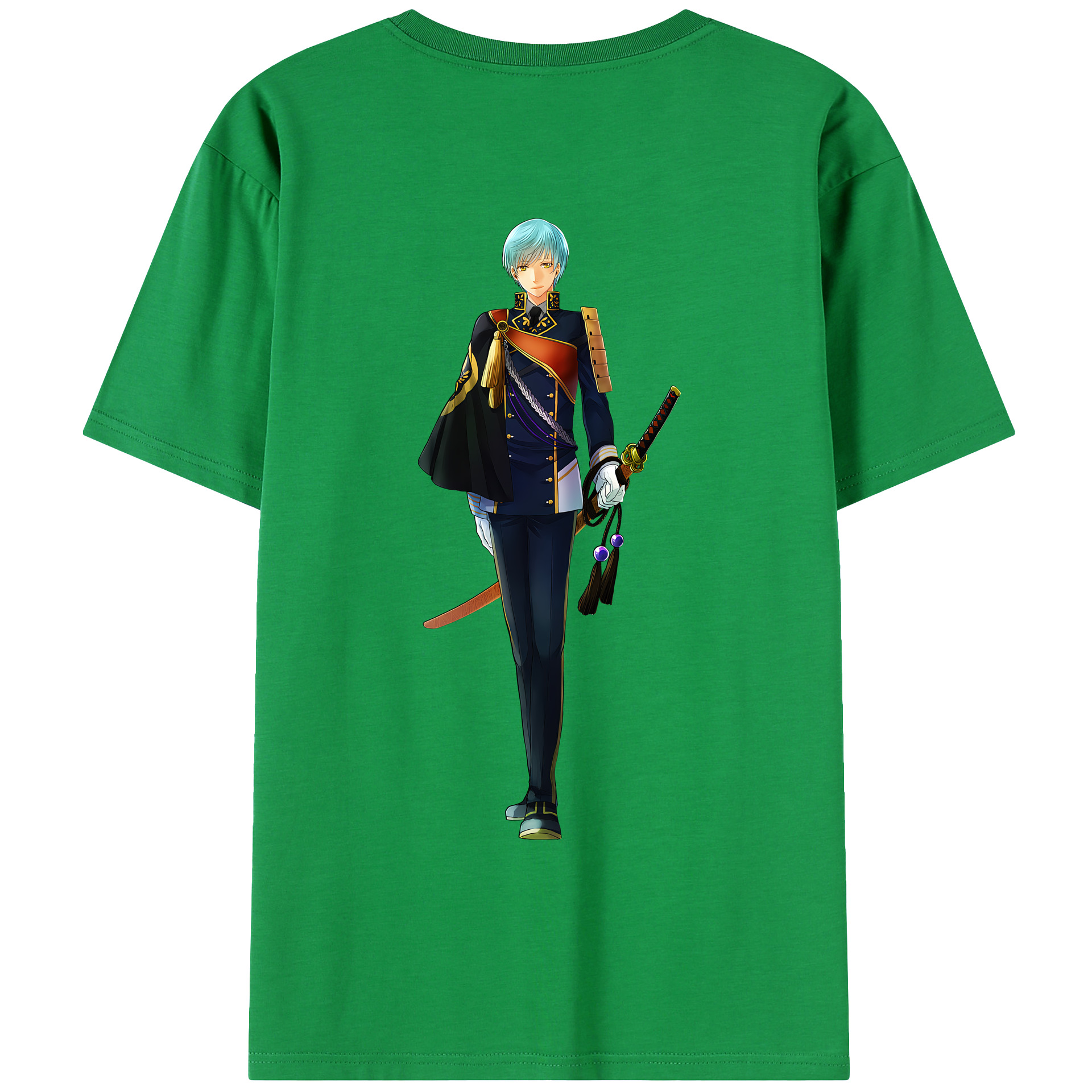 （画像用） 刀剣乱舞 Touken Ranbu 綿100％ メンズ半袖Tシャツ（バックプリント） 通気性