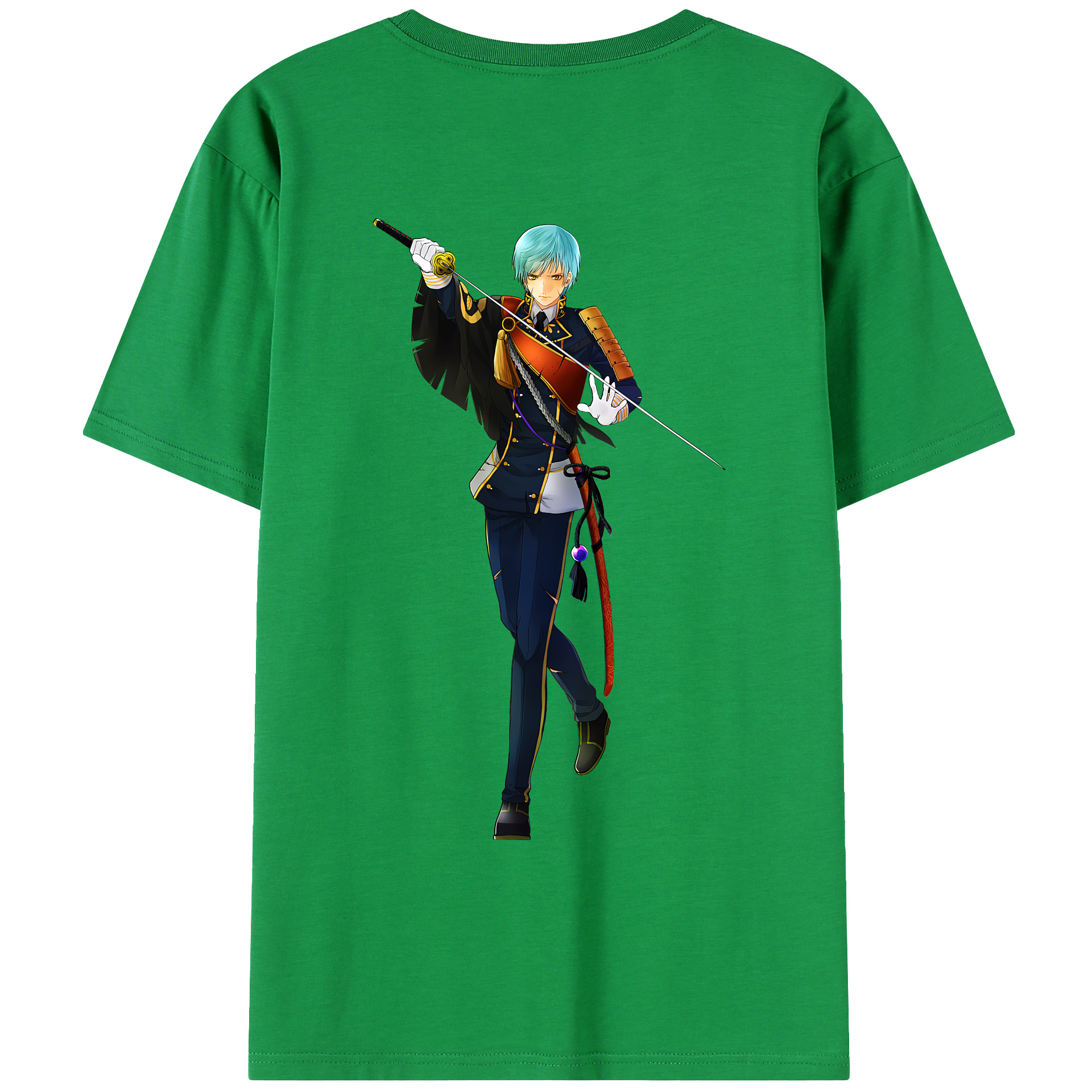 （画像用） 刀剣乱舞 Touken Ranbu 綿100％ メンズ半袖Tシャツ（バックプリント） 通気性
