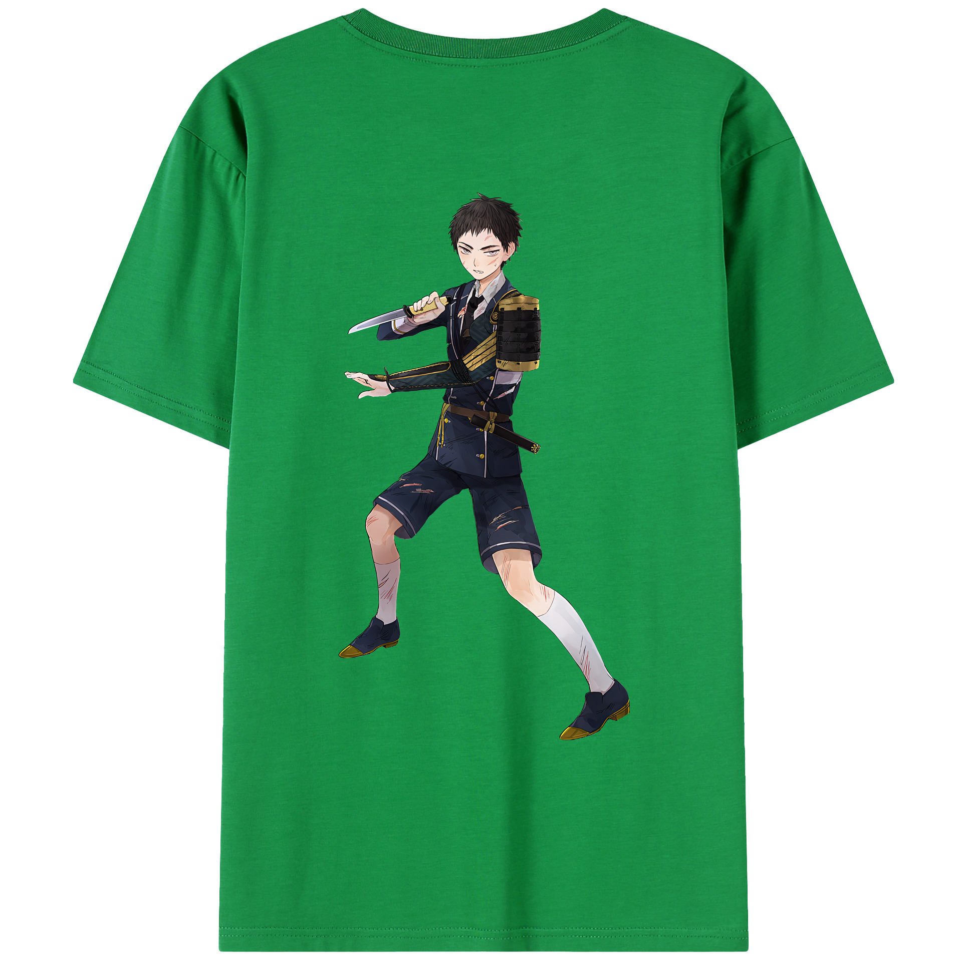 （画像用） 刀剣乱舞 Touken Ranbu 綿100％ メンズ半袖Tシャツ（バックプリント） 通気性