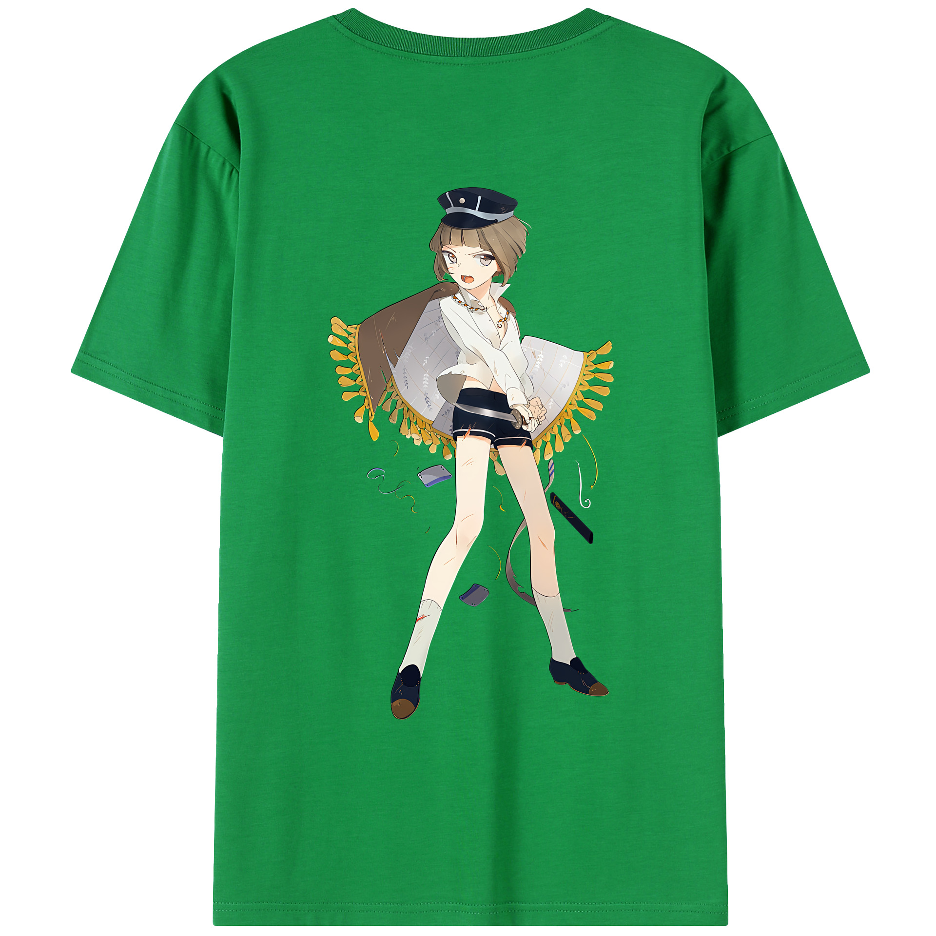 （画像用） 刀剣乱舞 Touken Ranbu 綿100％ メンズ半袖Tシャツ（バックプリント） 通気性