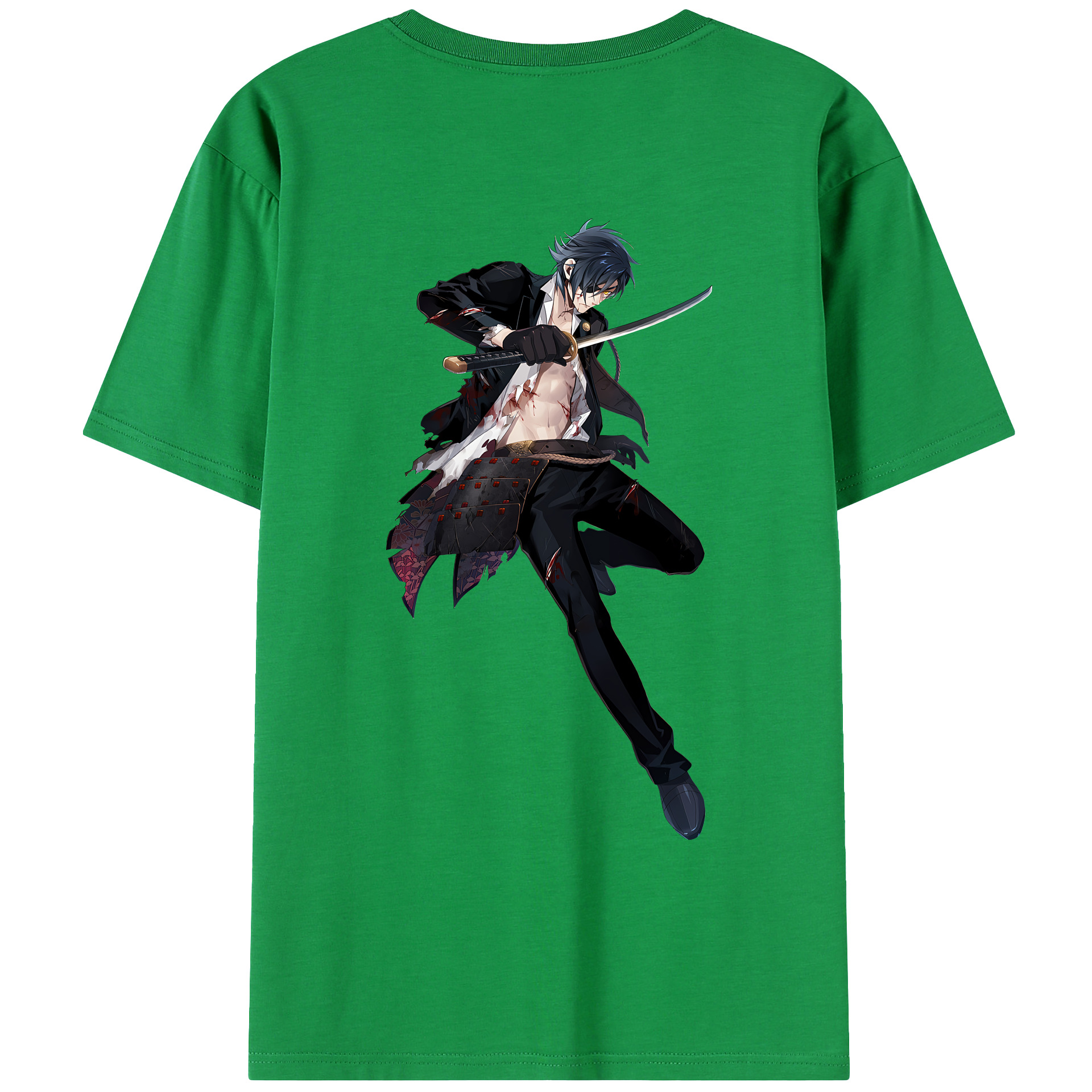 （画像用） 刀剣乱舞 Touken Ranbu 綿100％ メンズ半袖Tシャツ（バックプリント） 通気性